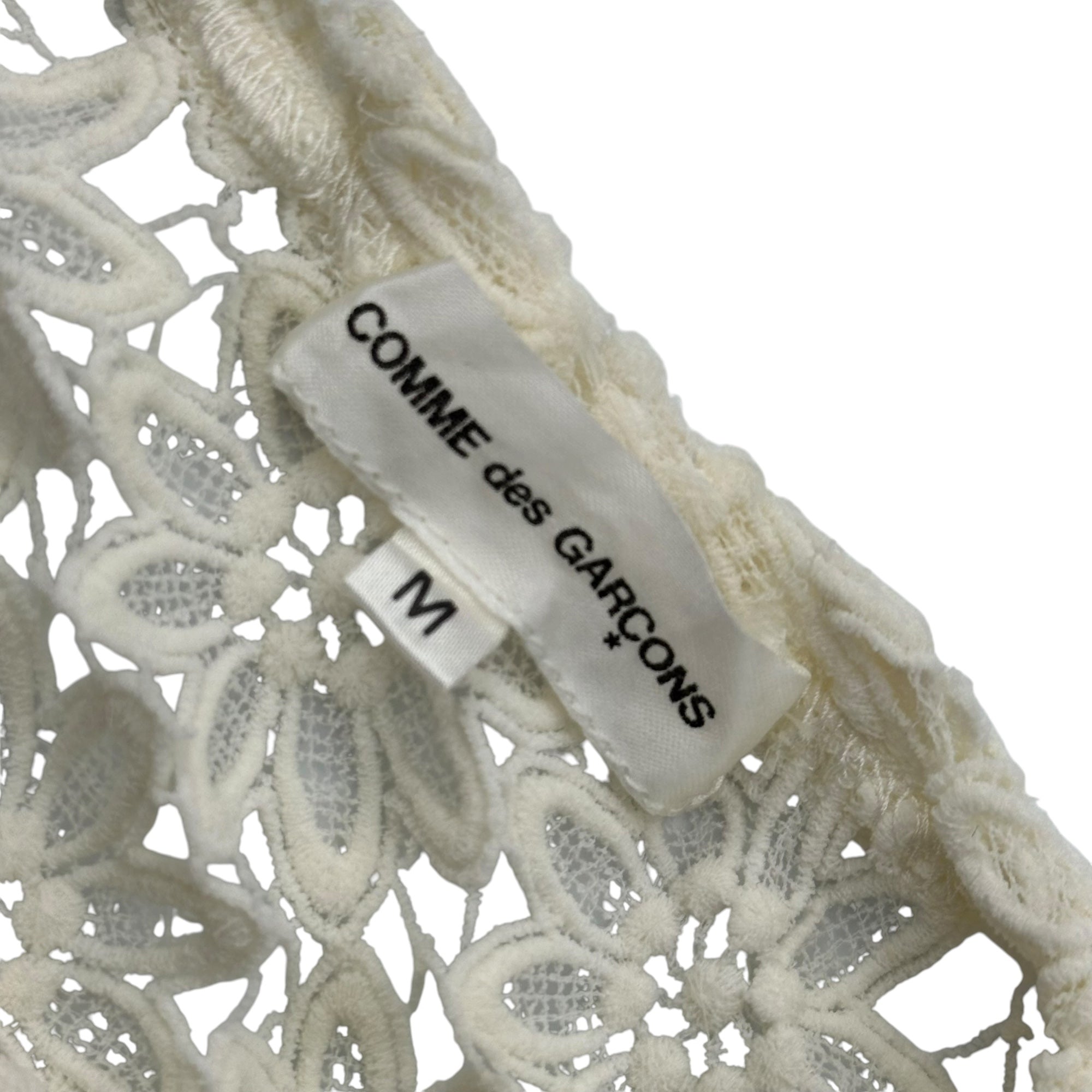 COMME des GARCONS(コムデギャルソン) 1996SS Dye-in-the-Yarn Flower Lace L/S Pullover Cut-and-Sewn Top 製品染め フラワー レース 長袖 カットソー Ｍ アイボリー