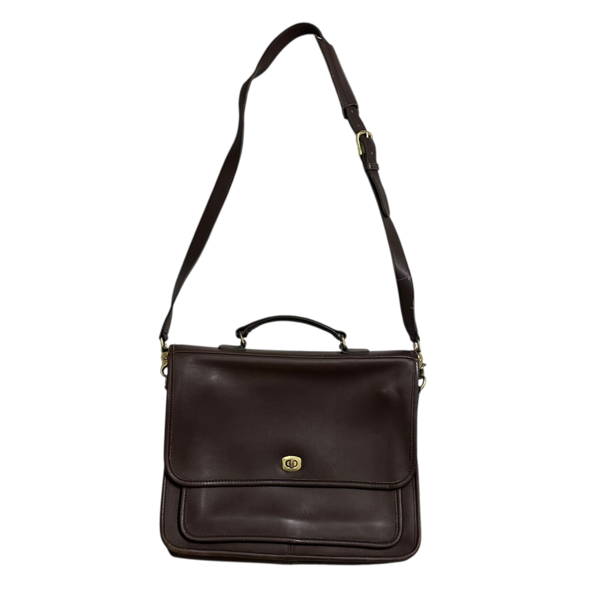 OLD COACH(オールドコーチ) Willis Turnlock Leather 2-Way briefcase ウィリス ターンロック レザー 2WAY ブリーフ ケース 5181 ブラウン ビジネス ショルダー バッグ