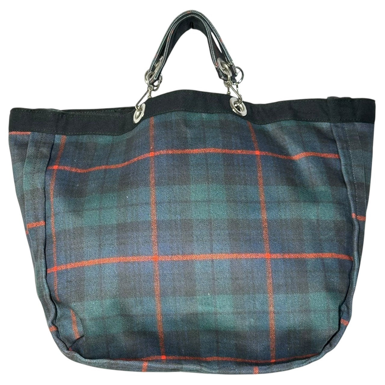 tricot COMME des GARCONS(トリココムデギャルソン) Inside Out Check Tote Bag インサイド アウト チェック トート バッグ TH-K 205 グリーン×ネイビー ハンド
