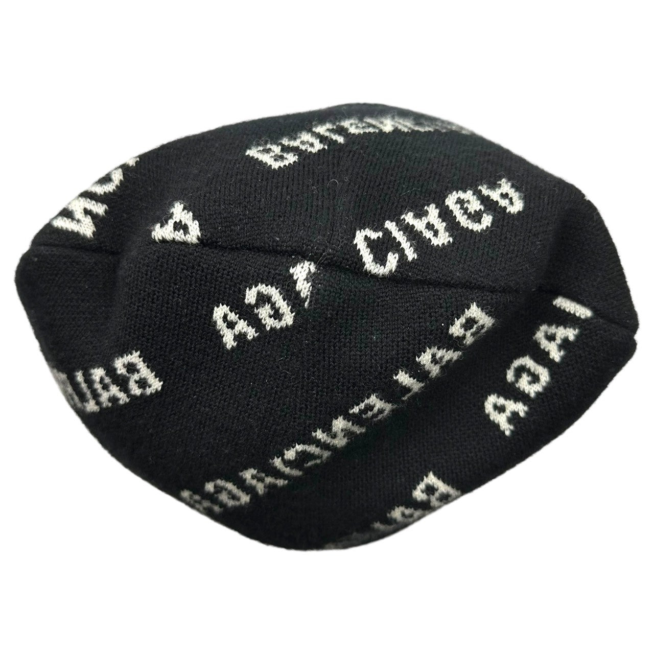 BALENCIAGA(バレンシアガ) Logo All-Over Print Beanie ロゴ 総柄 ビーニー 719580 ブラック×ホワイト