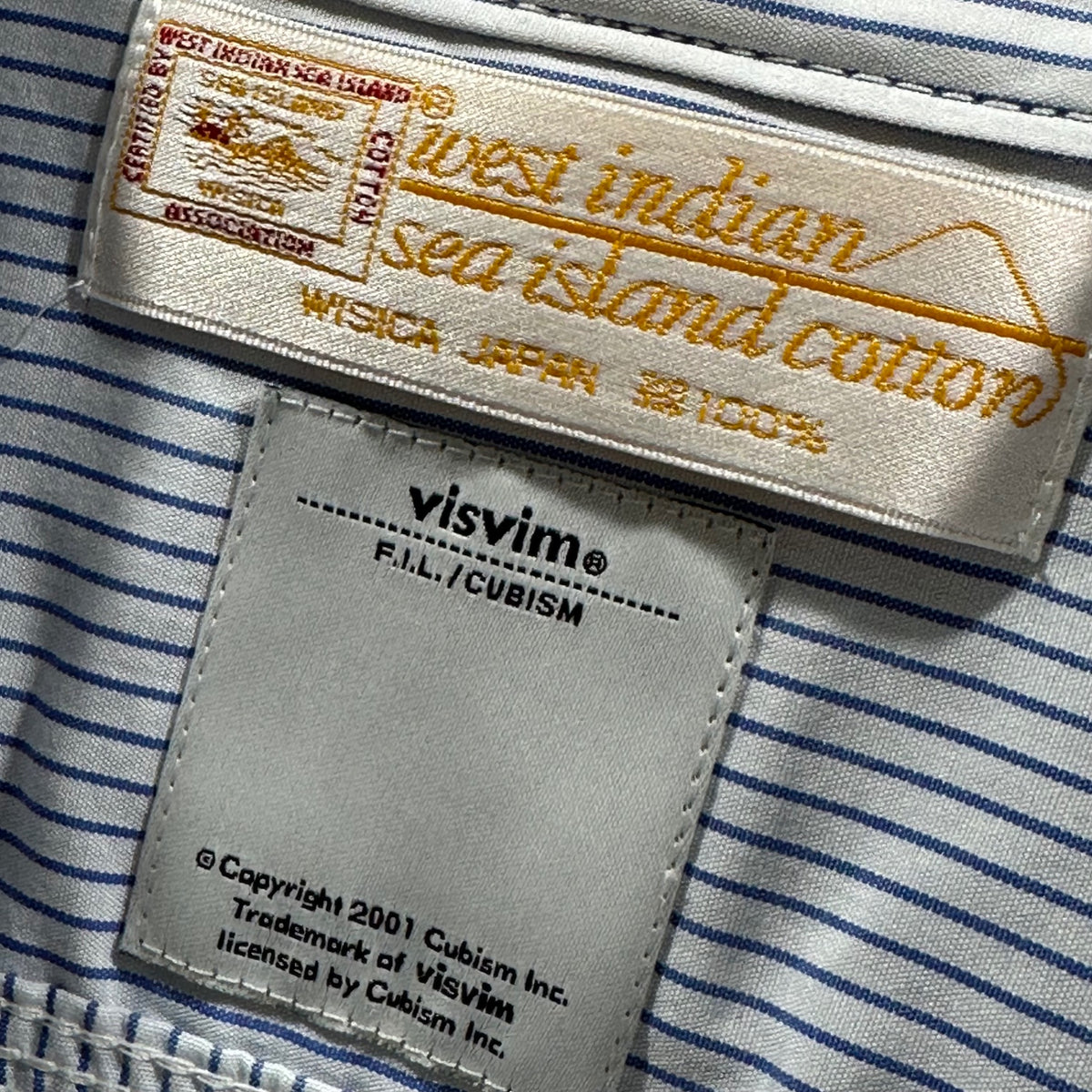 VISVIM(ビズビム/ヴィズヴィム) Striped Button-Down Shirt ストライプ ボタン ダウン シャツ VS0001326 M ホワイト×ライトブルー