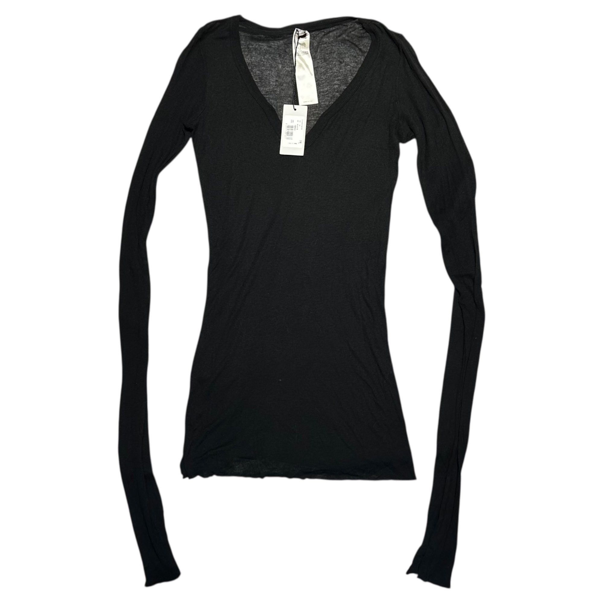 Rick Owens(リックオウエンス) 18SS Deep V-Neck Sheer Super Long Sleeve Knit Top 深 Vネック シアー スーパーロング スリーブ カットソー LI18S9108-R 38(M程度) ブラック LILIES