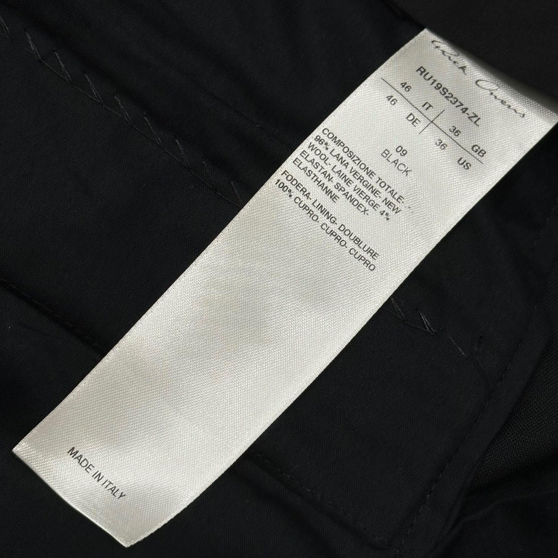 Rick Owens(リックオウエンス) 19SS Wool Slacks (Long Pants) ウール