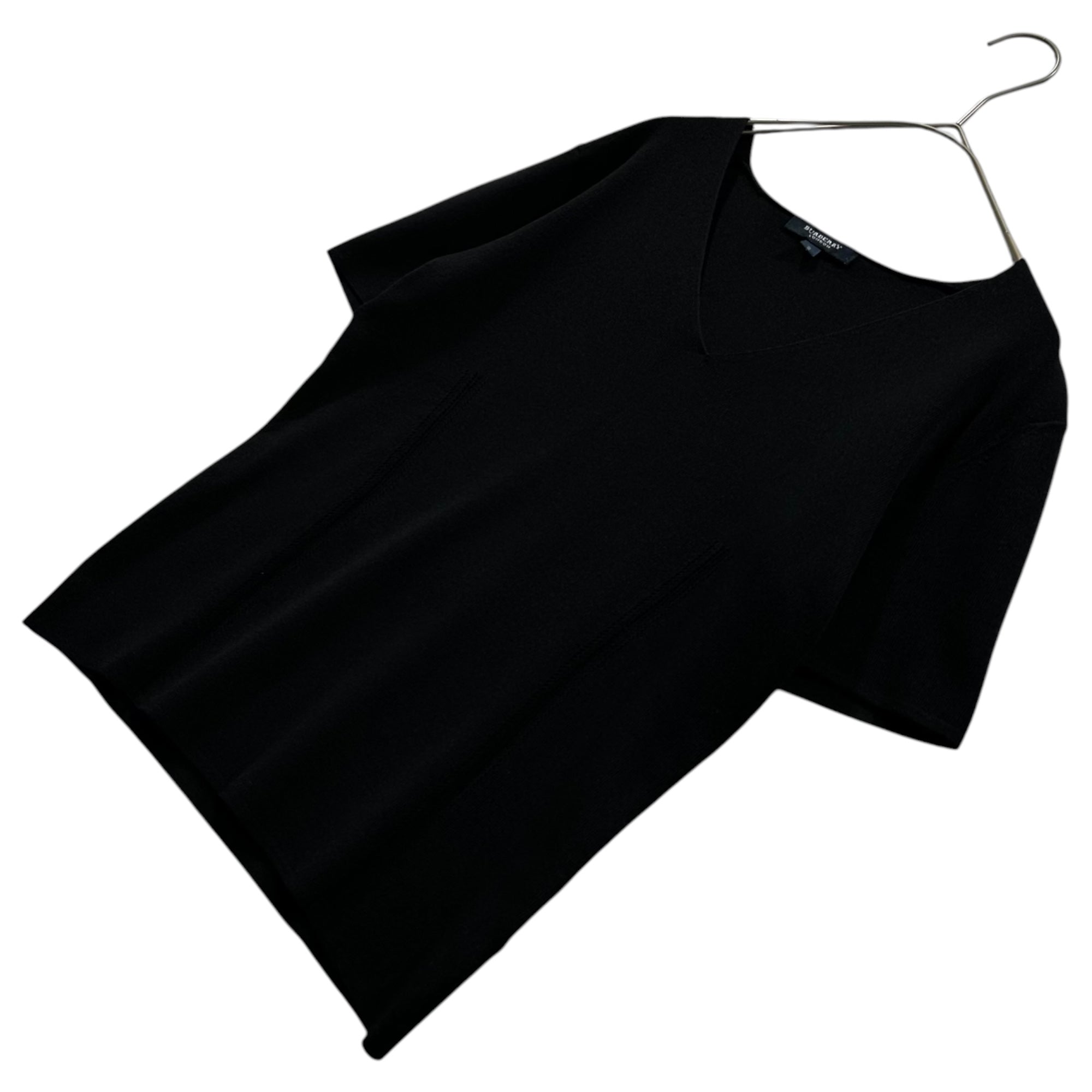 BURBERRY LONDON(バーバリーロンドン) V-Neck Rayon Knit Top Vネック レーヨン ニット カットソー FBA21-430 2(M程度) ブラック