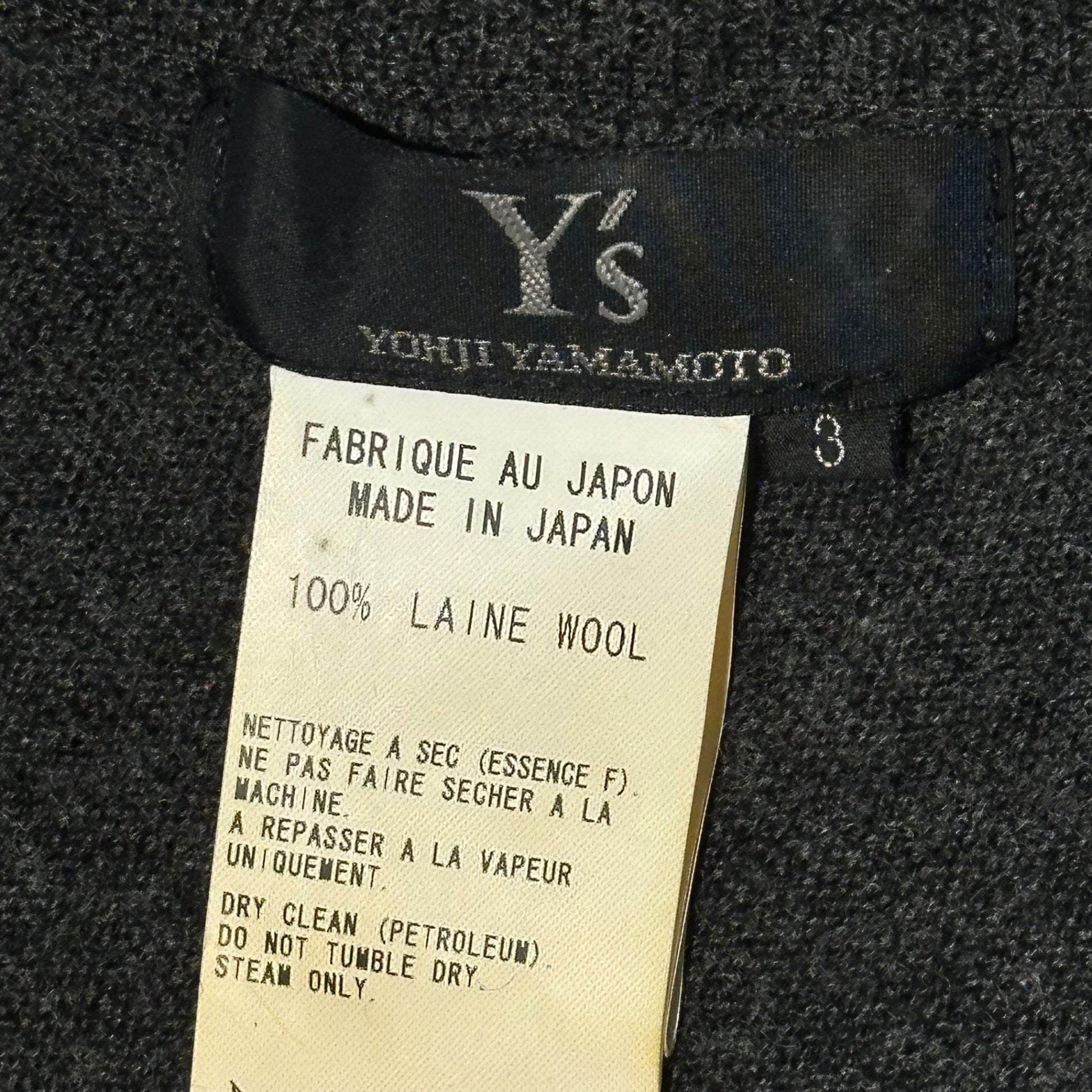 Y's(ワイズ) Hemline V-neck Asymmetric Knit 裾ライン Vネック 変形 ニット YN-K28-179 3(L程度) チャコールグレー×オフホワイト