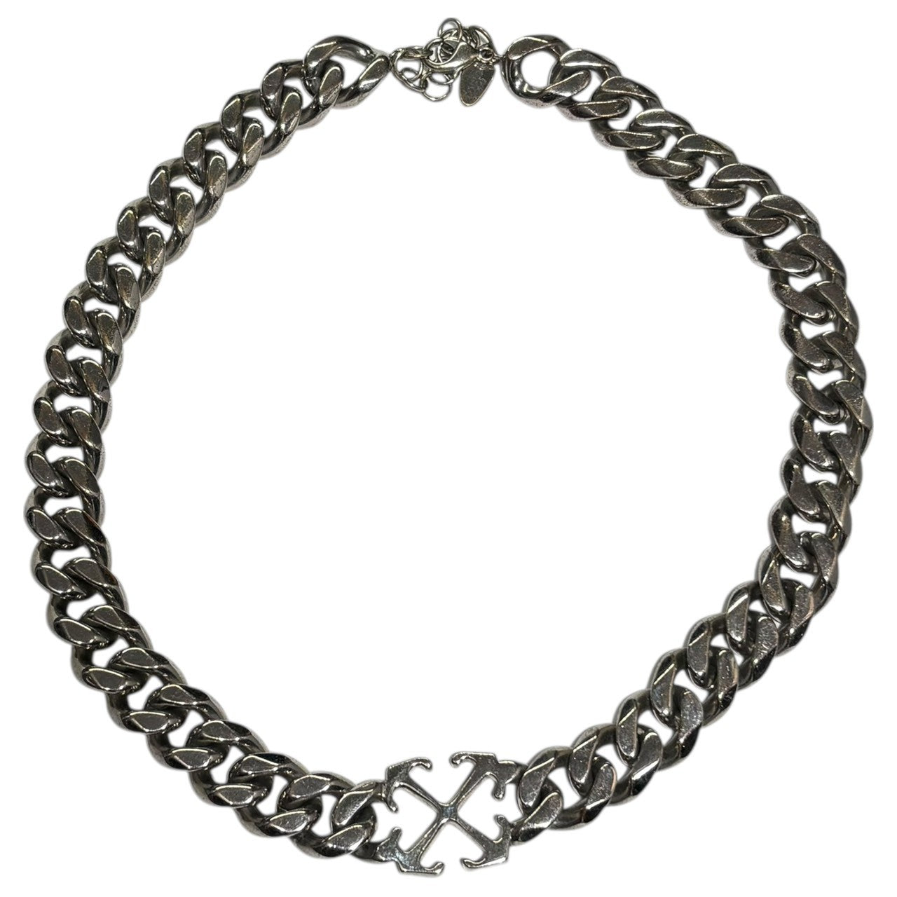 Off-White(オフホワイト) Arrow Chain Necklace With Strass アロー チェーン ネックレス ラインストーン OMOB15BF24MET0017272 シルバー 喜平