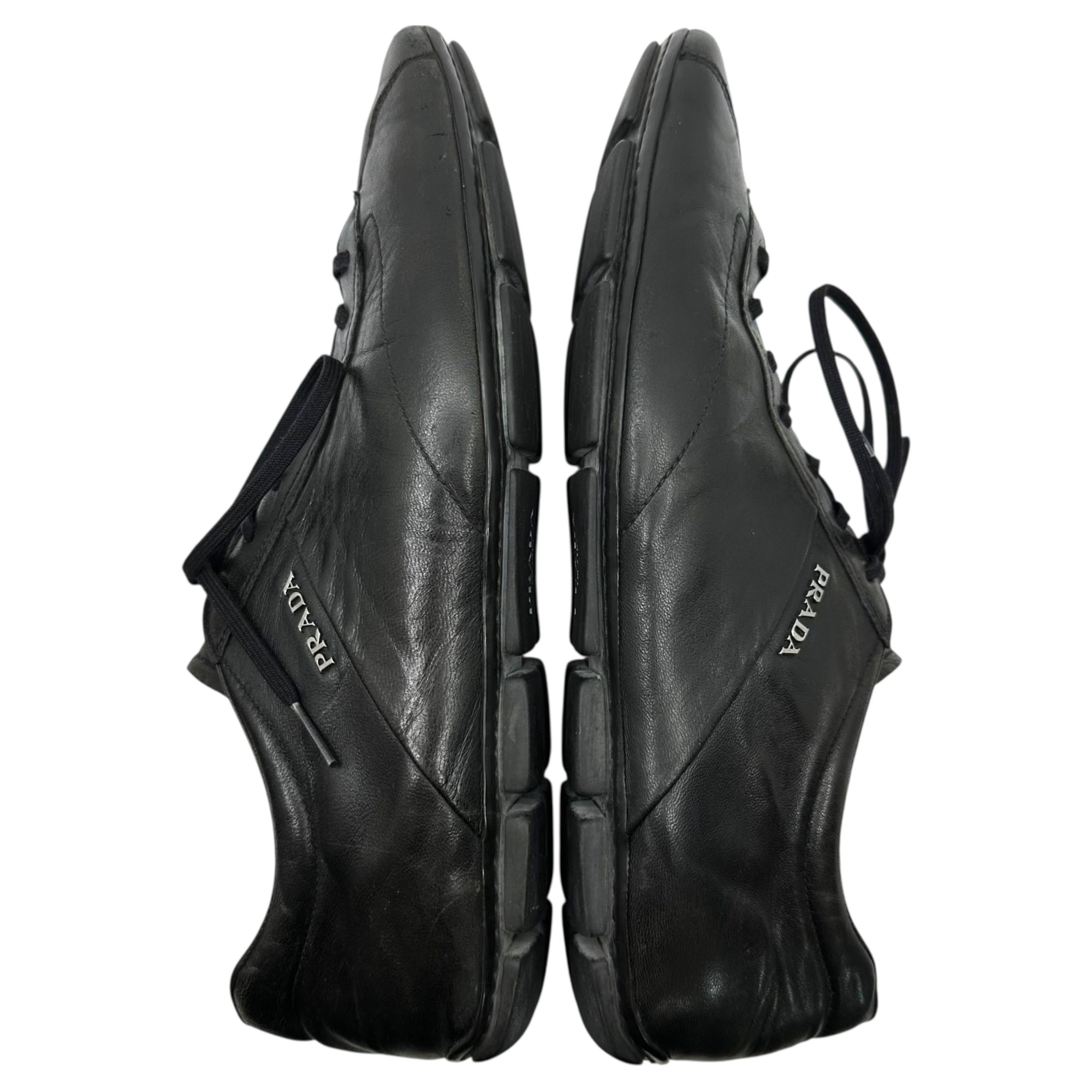 PRADA(プラダ) All-leather sneakers レザー スニーカー 7 1/2(26.5cm程度) ブラック ローカット Y2K