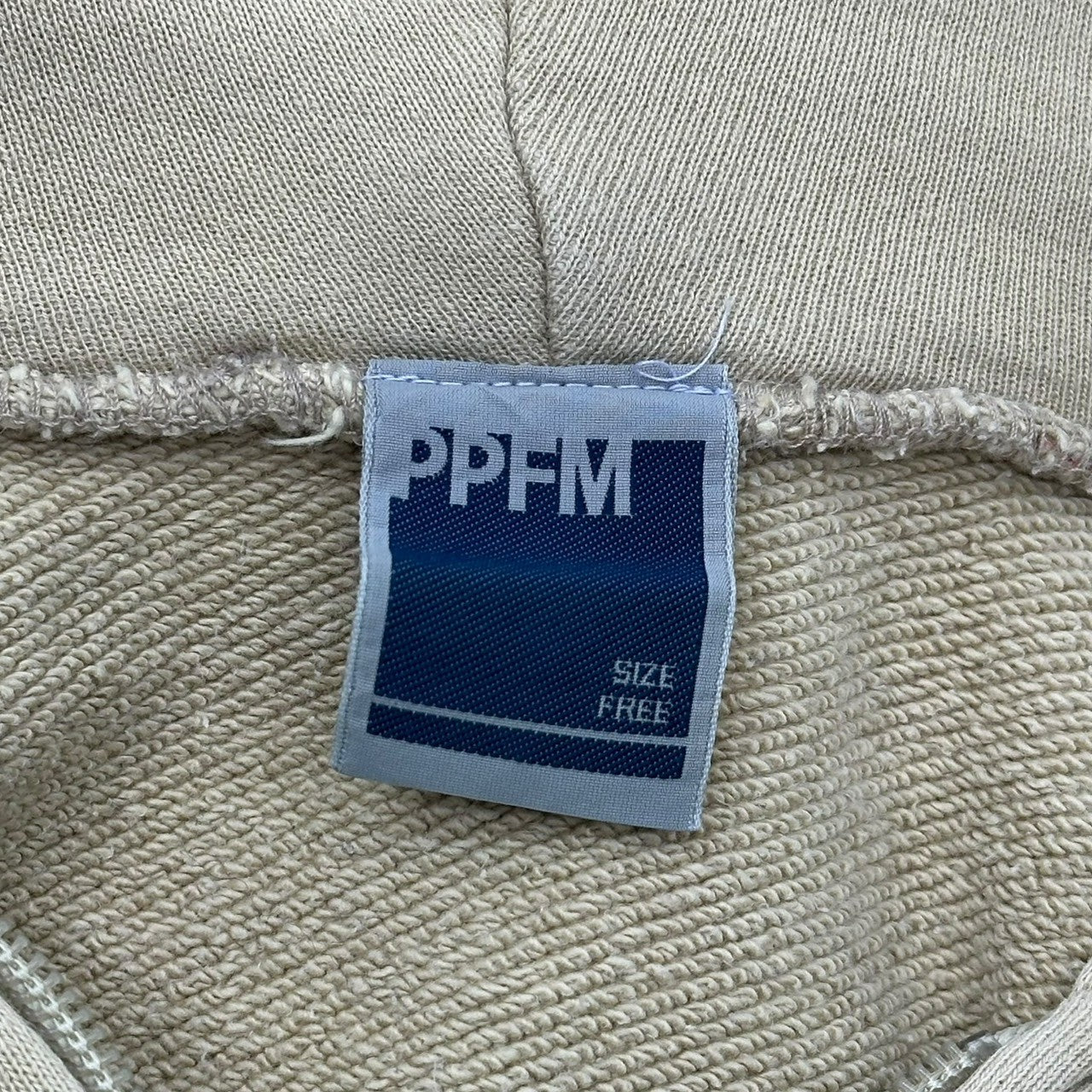 PPFM(ピーピーエフエム) 00's Red Seam Line Inside-Out Zip Hoodie レッド シーム ライン インサイドアウト ジップ パーカー FREE ベージュ×レッド Y2K