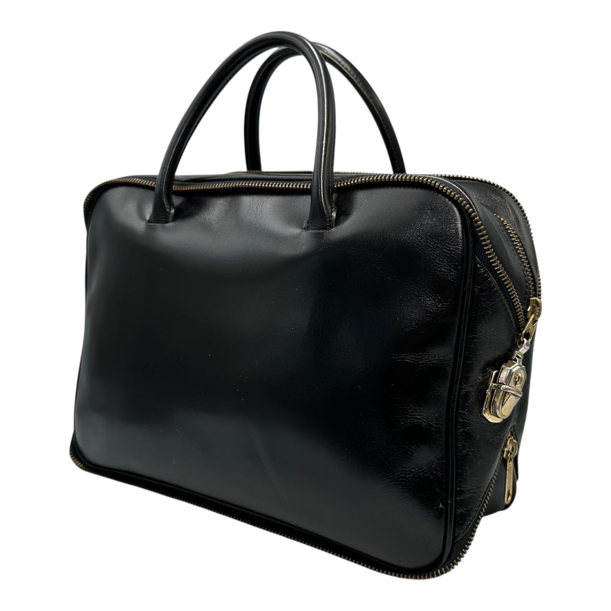 Katsuyuki Yoshida for COMME des GARCONS(カツユキヨシダフォーコムデギャルソン) Aoyama-Exclusive Box Calfskin Leather Handbag 青山限定 ボックス カーフ レザー ハンドバッグ ブラック PORTER吉田氏コラボ