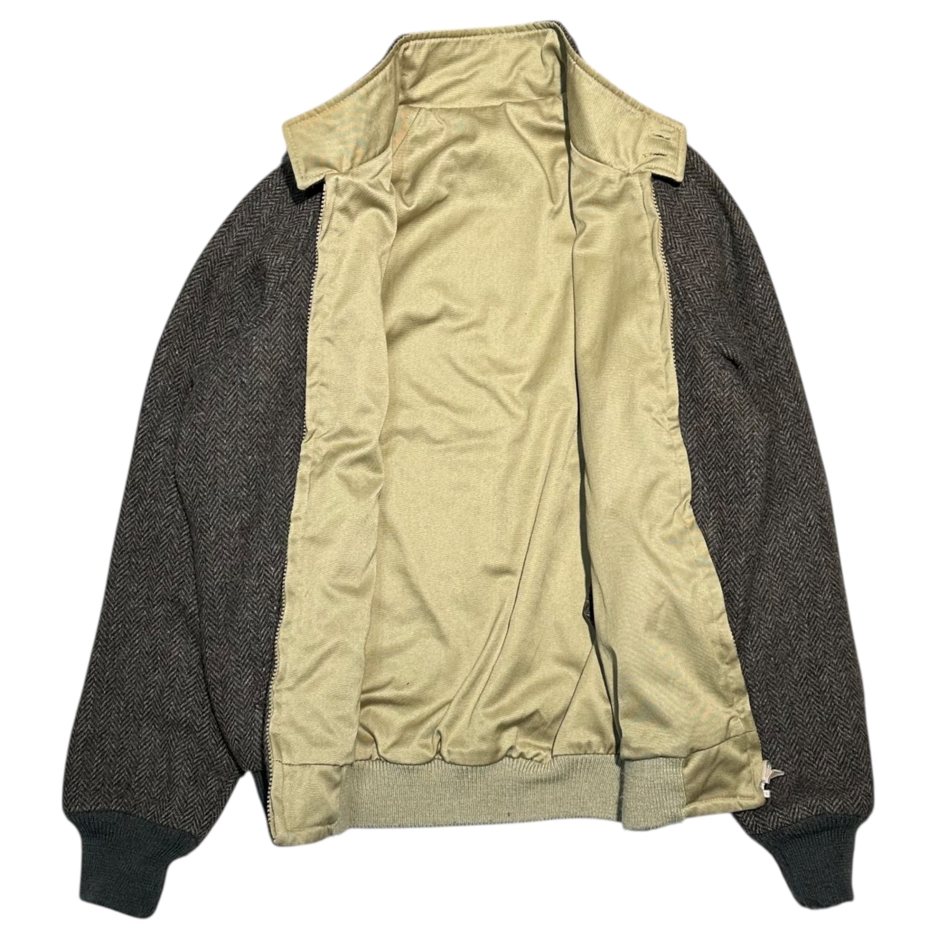 LANDS' END(ランズエンド) 90's USA made Reversible Tweed Harrington Jacket リバーシブル ツイード ハリントン ジャケット 5486LE S ブラウン×ベージュ スイングトップ 90年代 ヴィンテージ