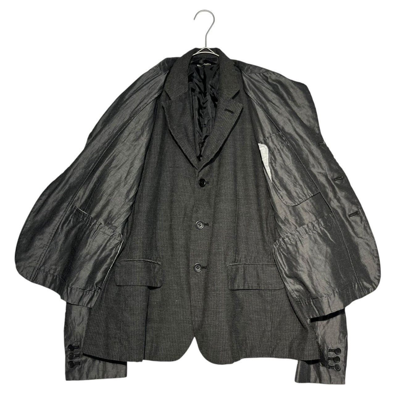 BLACK COMME des GARCONS(ブラックコムデギャルソン) 19AW Layered type short length jacket レイヤード タイプ ショート丈 ジャケット 1D-J008 S グレー AD2019 テーラード