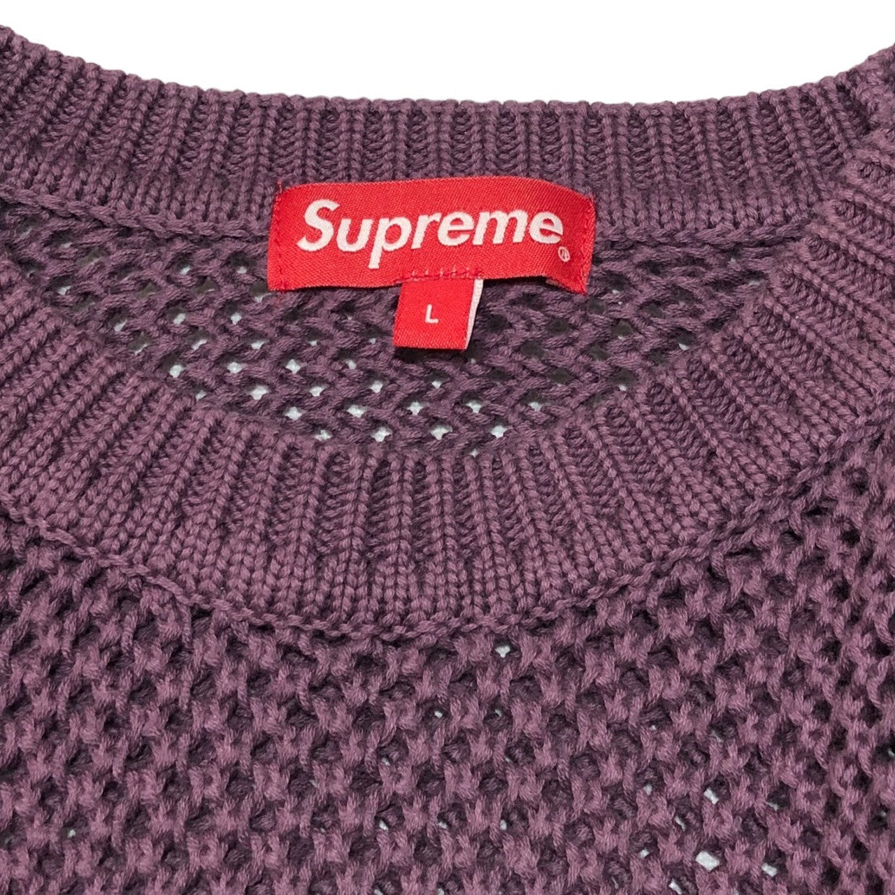 SUPREME(シュプリーム) 22SS Open Knit Small Box Sweater ニット スモール ロゴ スウェット メッシュ L  パープル