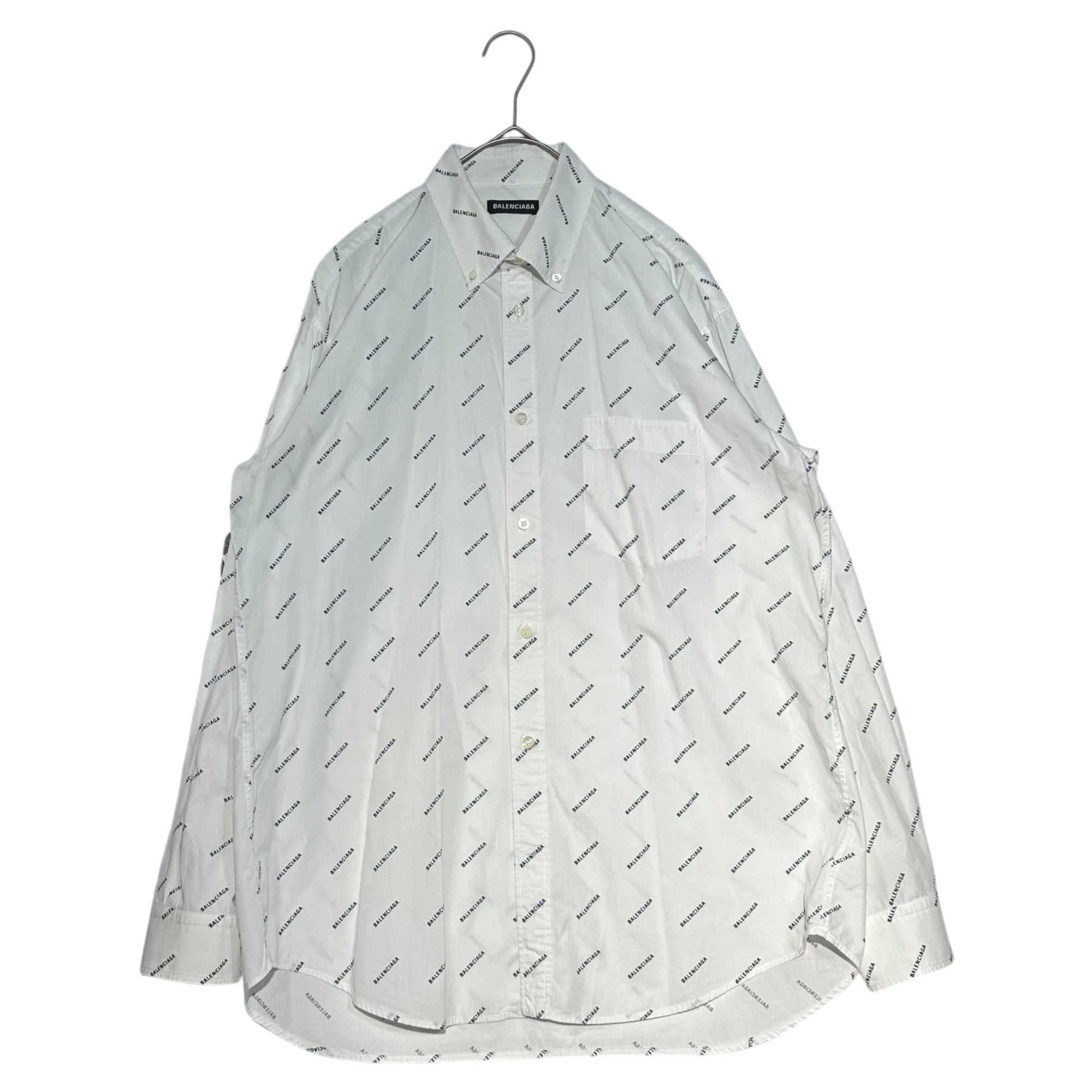 BALENCIAGA(バレンシアガ) 18SS All Over Logo L/S Shirt 総柄 ロゴ 長袖 シャツ 534333TBL96 38 ホワイト