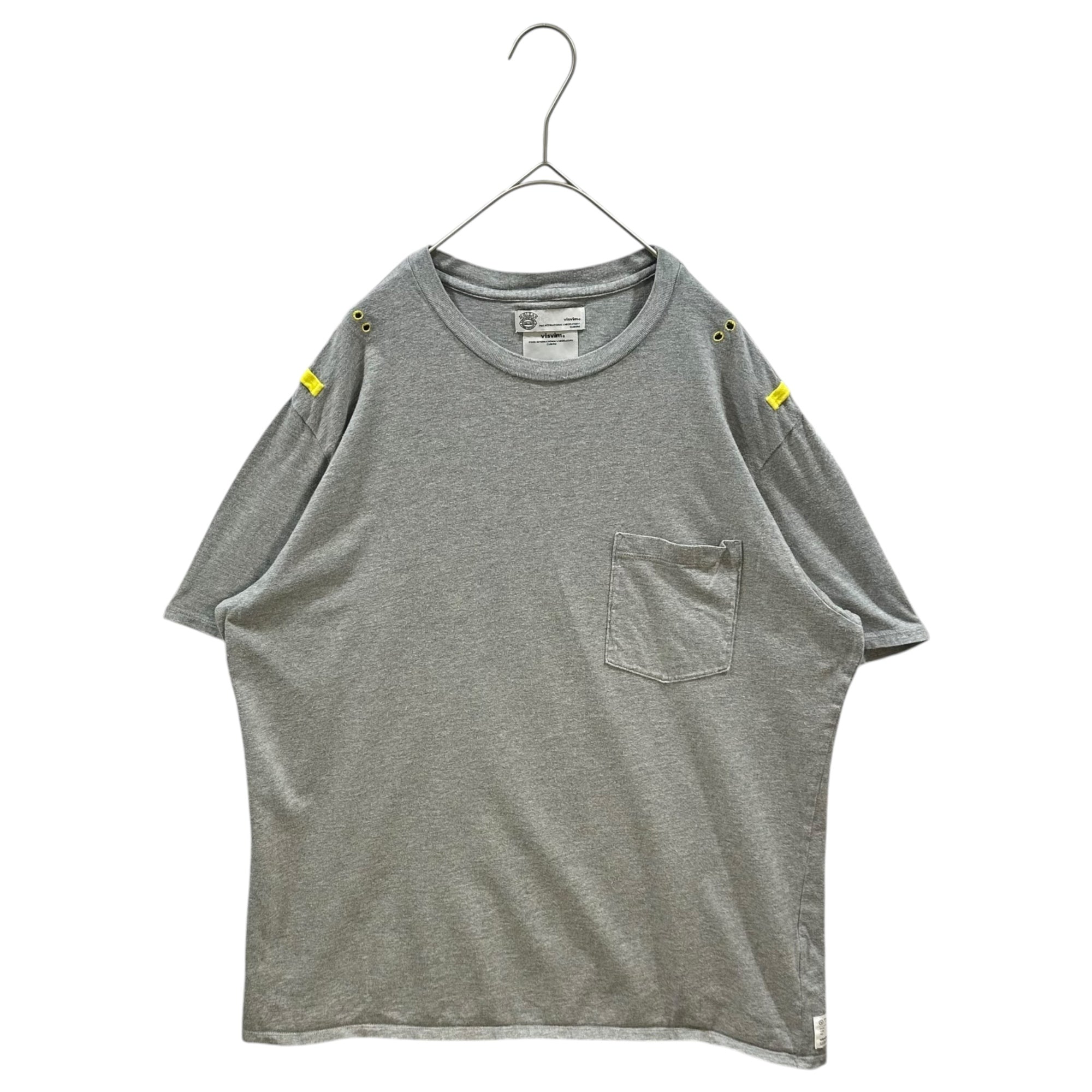 VISVIM(ビズビム/ヴィズヴィム) Eyelet Embroidered S/S Tee アイレット 半袖 Tシャツ L グレー×イエロー
