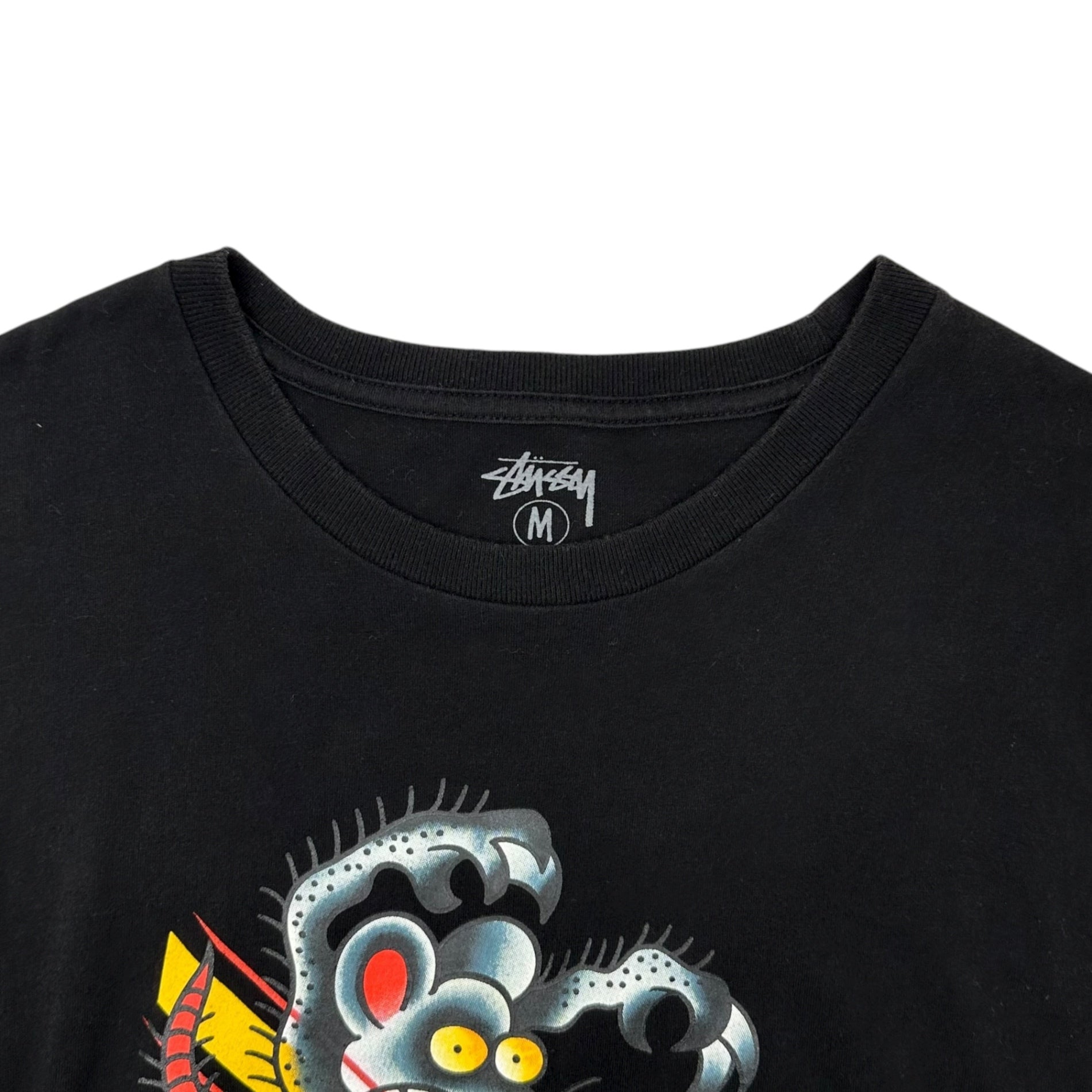 STUSSY(ステューシー) Rat Scare Tee ネズミ グラフィック Tシャツ M ブラック 海外限定品