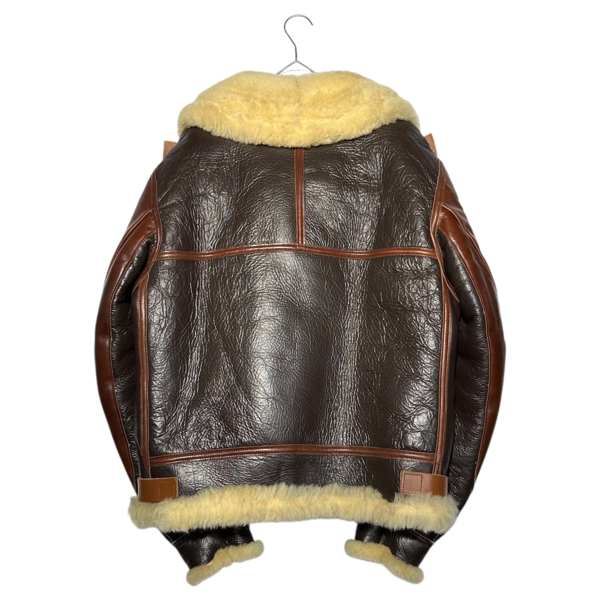 THE REAL McCOY'S(ザリアルマッコイズ) B-3 Custom Leather Shearling Flight Jacket カスタム レザー ムートン フライト ジャケット 43-13615-AF 40R(M~L程度) ダークブラウン×ブラウン