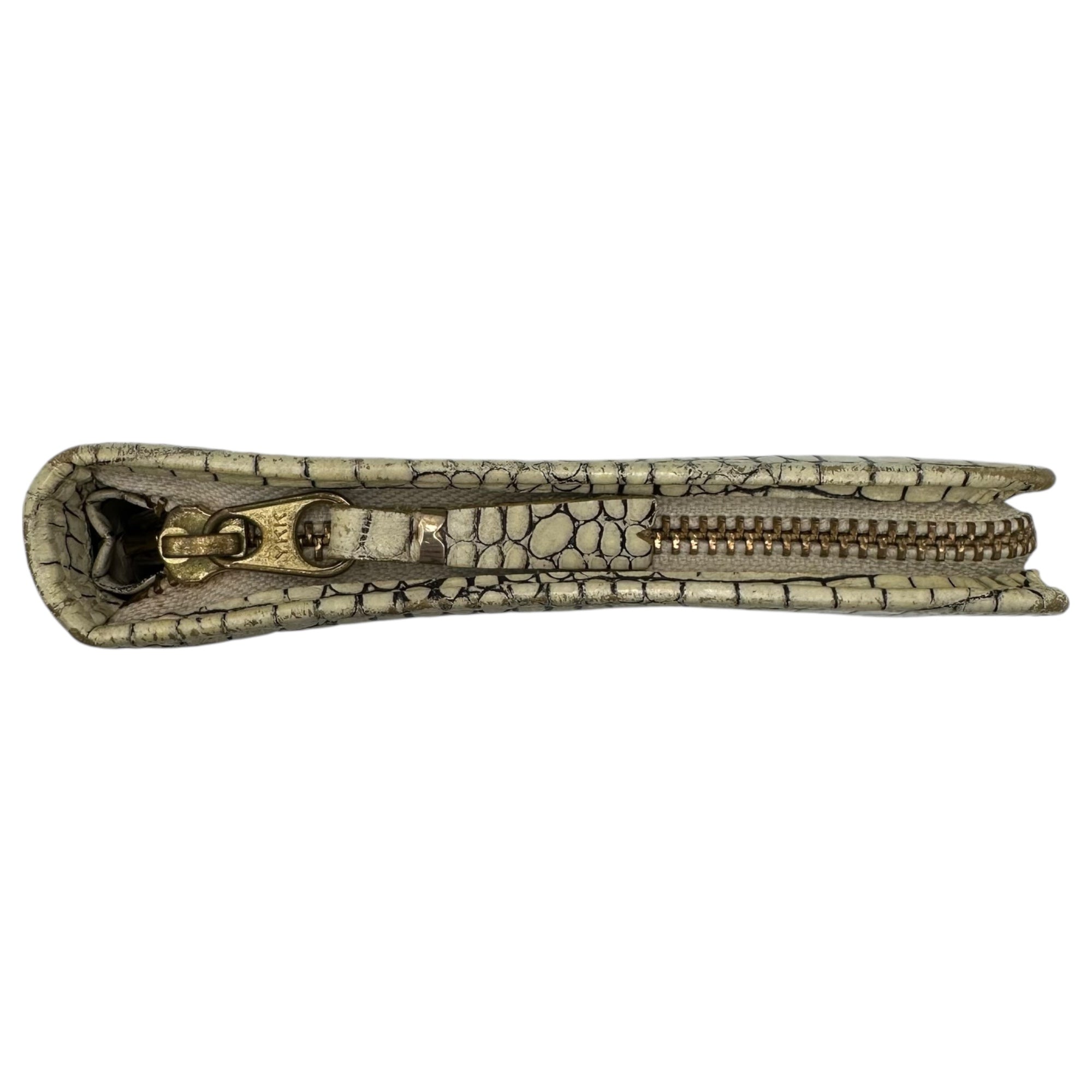 COMME des GARCONS(コムデギャルソン) Crocodile-Embossed Leather Round Zip Wallet クロコ型押し レザー ラウンド ジップ ウォレット ホワイト 2折り財布