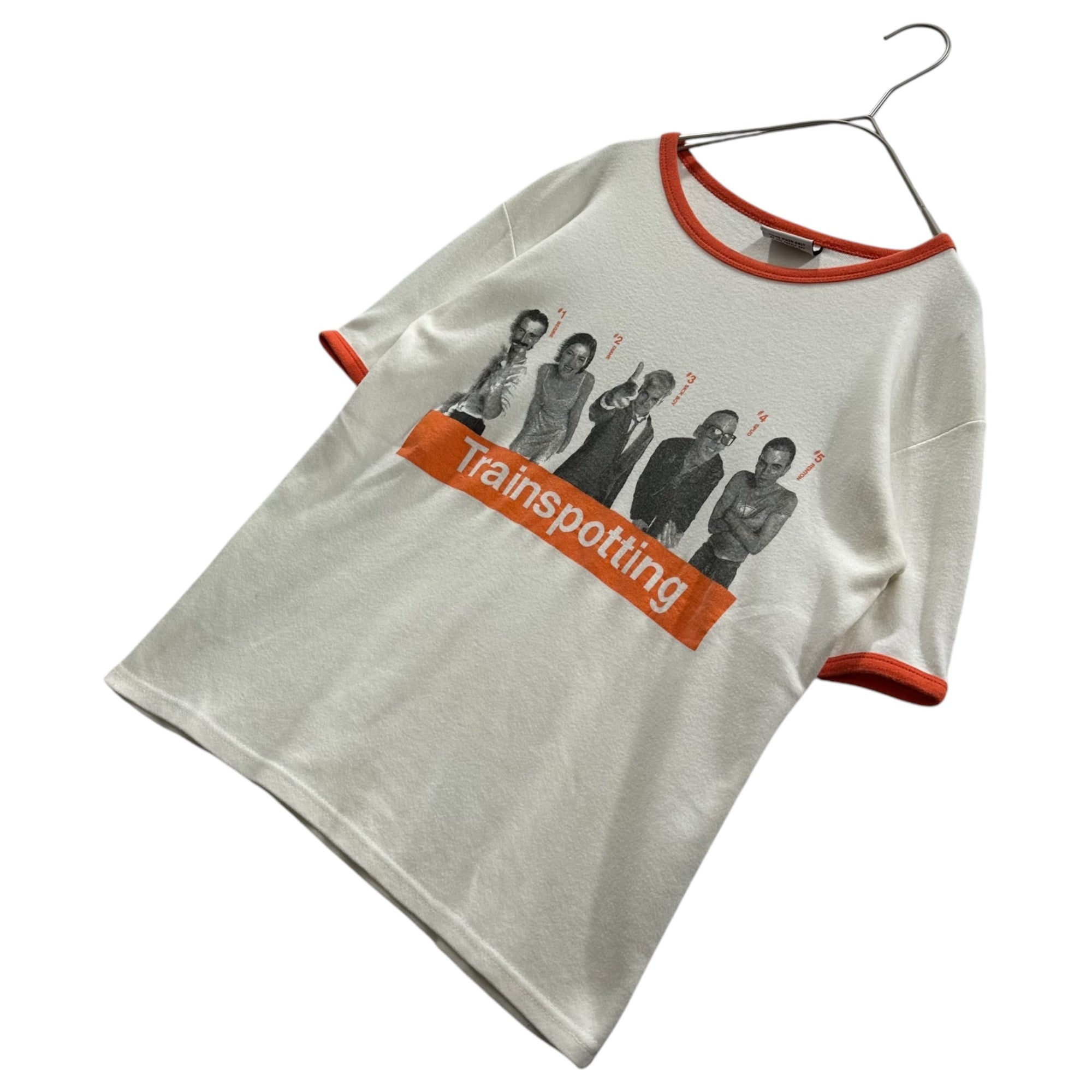 UNDERWORLD(アンダーワールド) 1996's "Trainspotting" Official Ringer Tee トレインスポッティング オフィシャル リンガー Tシャツ 表記無(S程度) ホワイト×オレンジ 90's 90年代 ムービー ヴィンテージ トレスポ