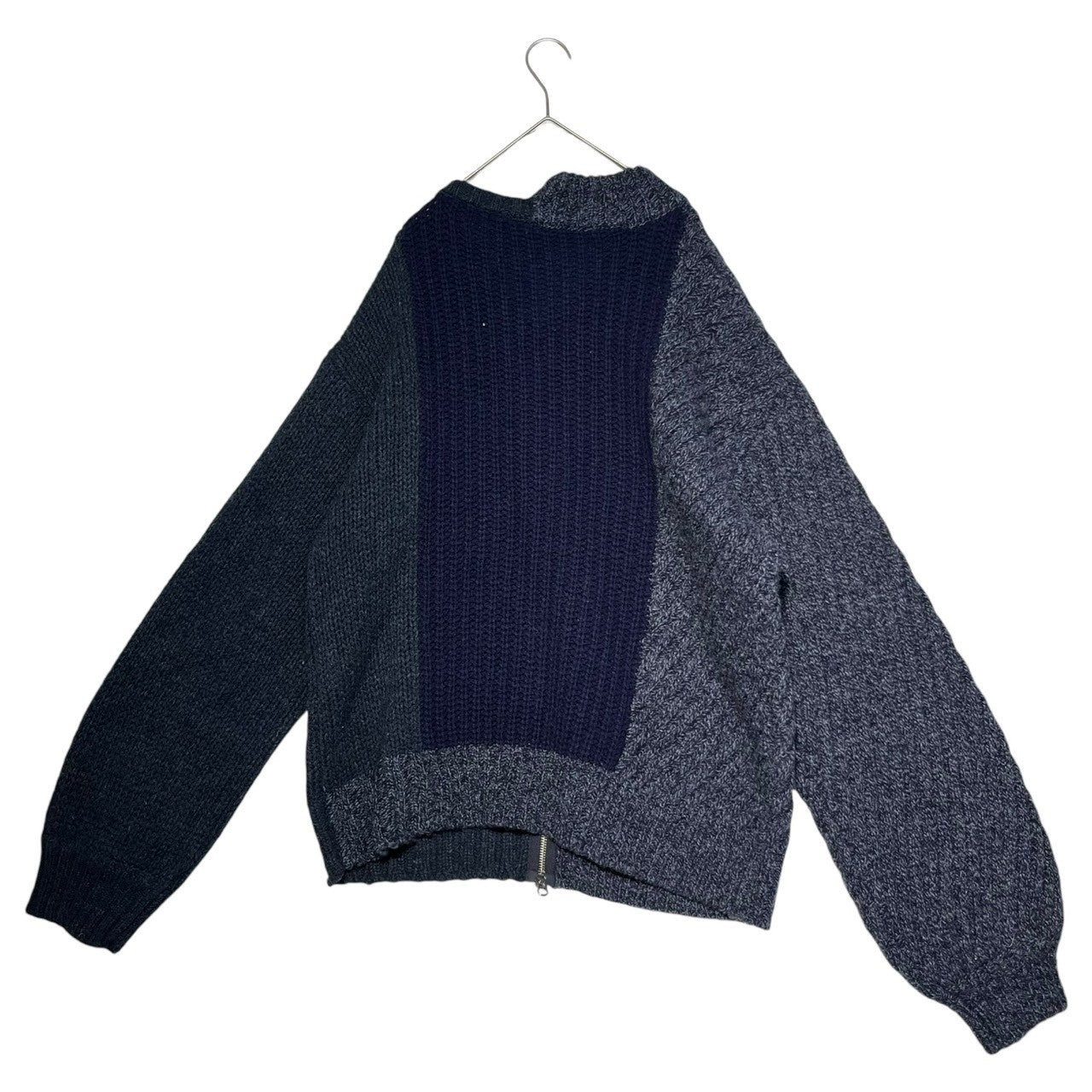 KOOI(コーイ) 22AW Asymmetric zip-up wool knit アシンメトリー ジップアップ ニット 22KO-AW10 1(S程度) ネイビー カーディガン 厚手 オーバーサイズ