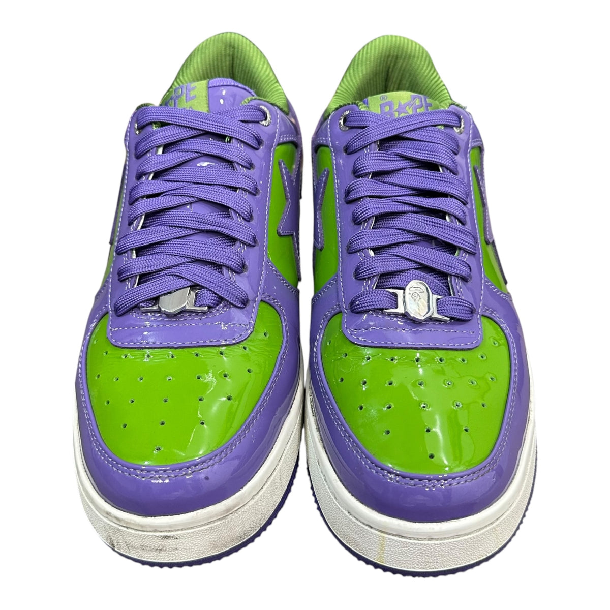 A BATHING APE(アベイシングエイプ) Patent Bape Sta Low-Cut Sneakers エナメル ベイプ スタ ローカット スニーカー 1L30191303 9.5 パープル×グリーン