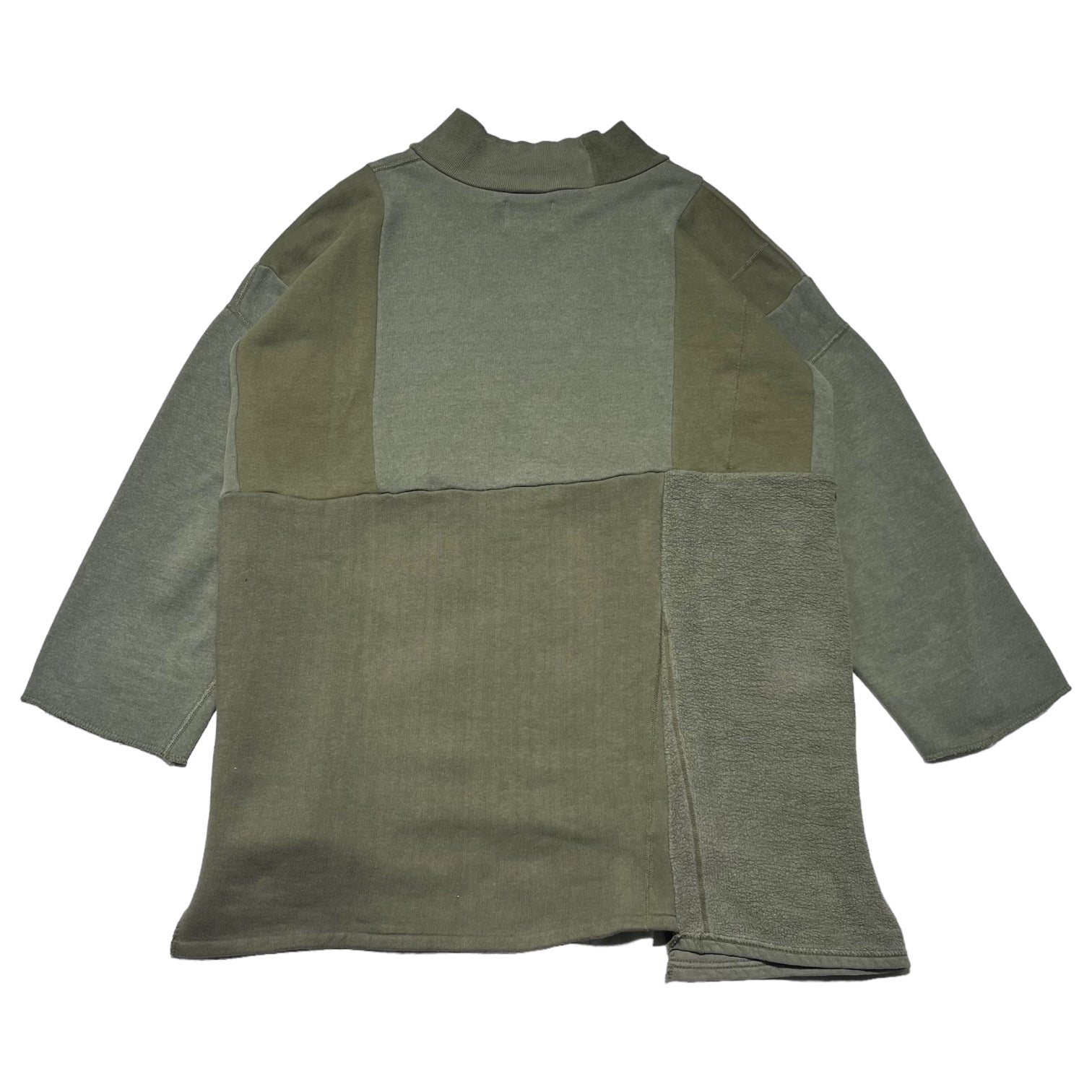 yoused(ユーズド) EURO PATCH WORK MILITARY SWEAT ユーロ パッチワーク ワーク ミリタリー スウェット 再構築 FREE カーキ ヴィンテージ生地 リメイク