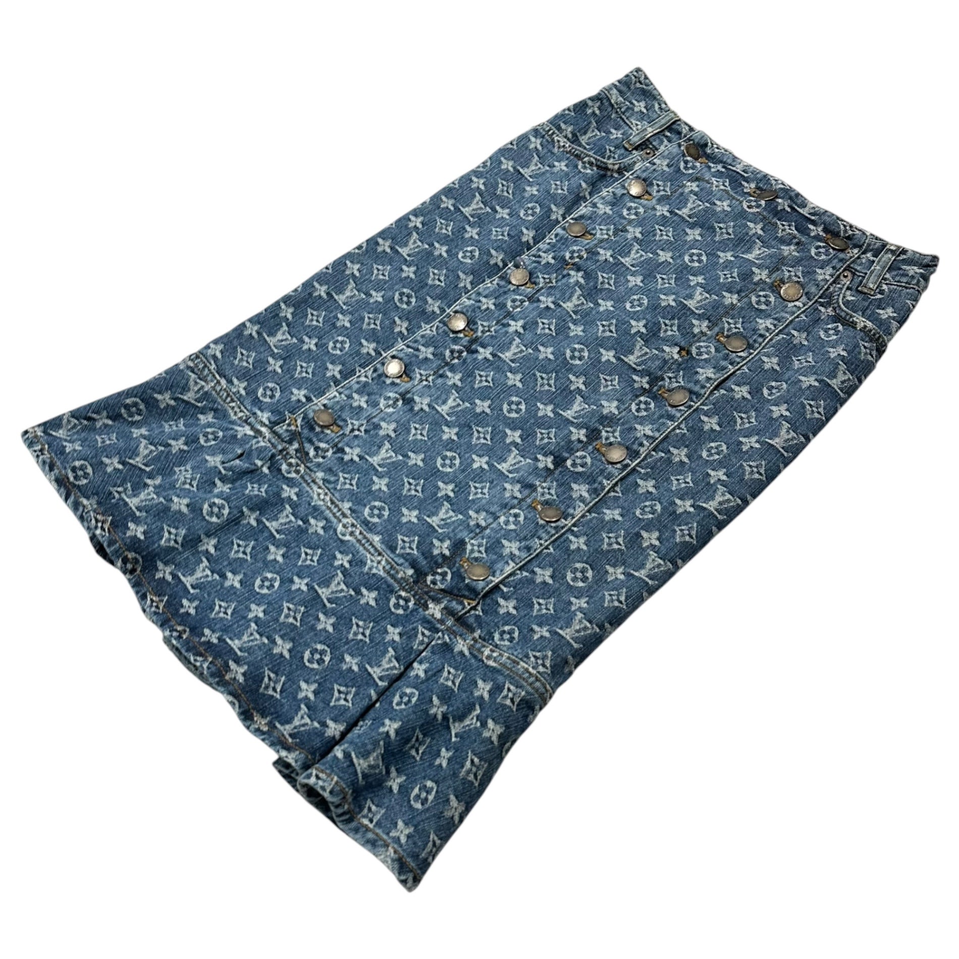 LOUIS VUITTON(ルイヴィトン) Monogram Denim Mermaid Skirt モノグラム デニム マーメード スカート RW072W WLSK02CF7 36 インディゴ ボタン