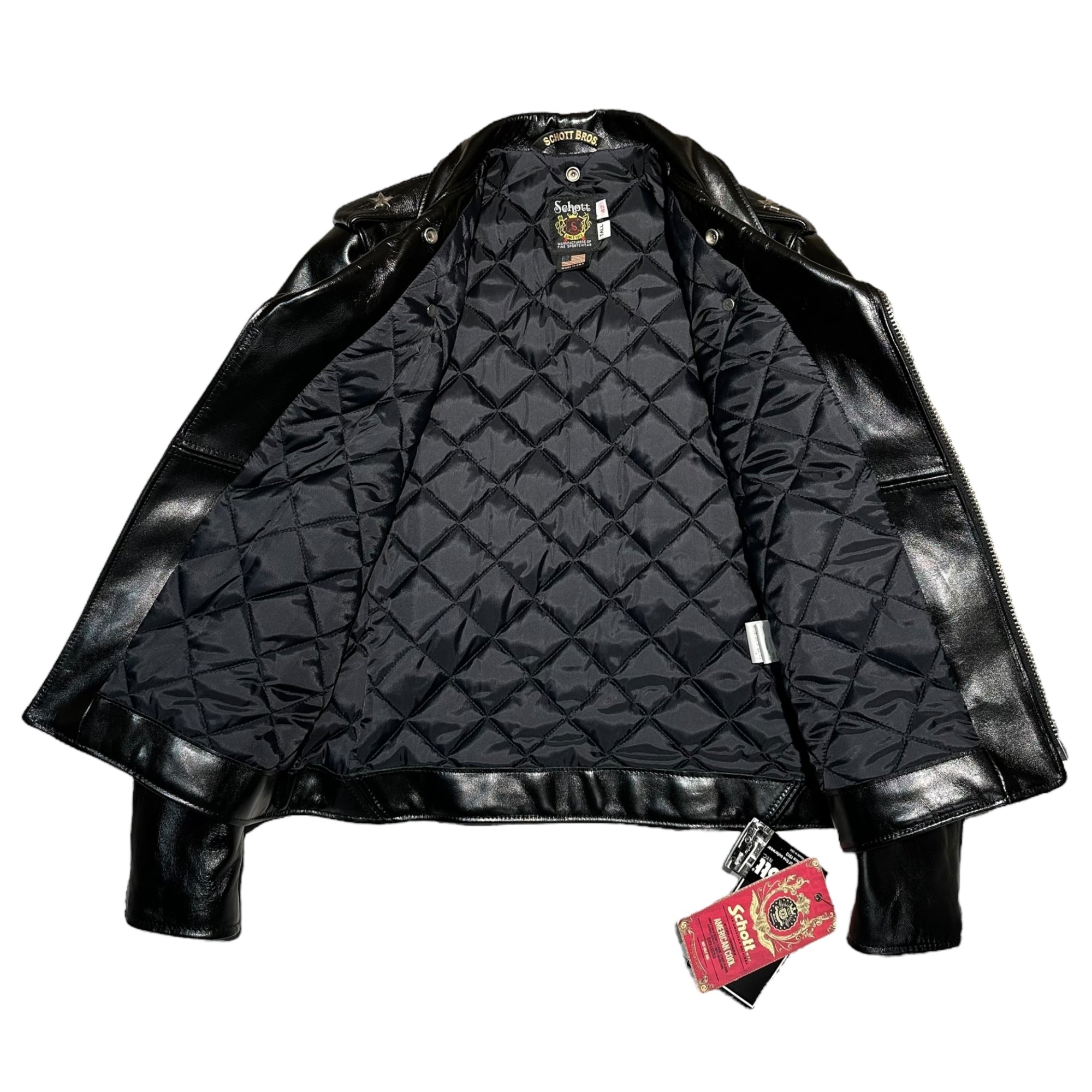 SCHOTT(ショット) 613UHT HORSEHIDE ONESTAR TALL ホースハイド ワンスター トール ダブル ライダース ジャケット 7823950087 42 TALL ブラック レザー 馬革