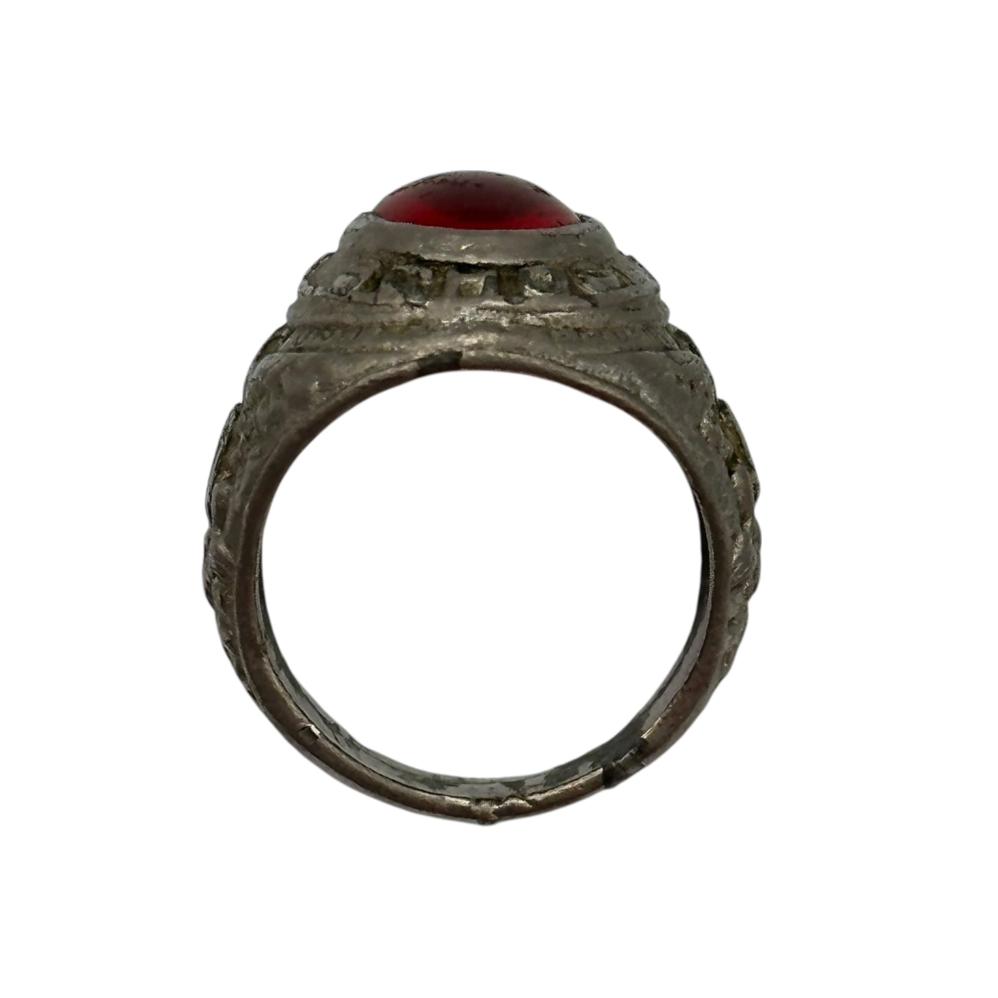 Uncas Manufacturing(アンカス マニュファクチャリング) 50～60's Red Glass Stone Eagle College Ring レッド ガラス石 イーグル カレッジ リング 20号程度 シルバー×レッド US ARMY