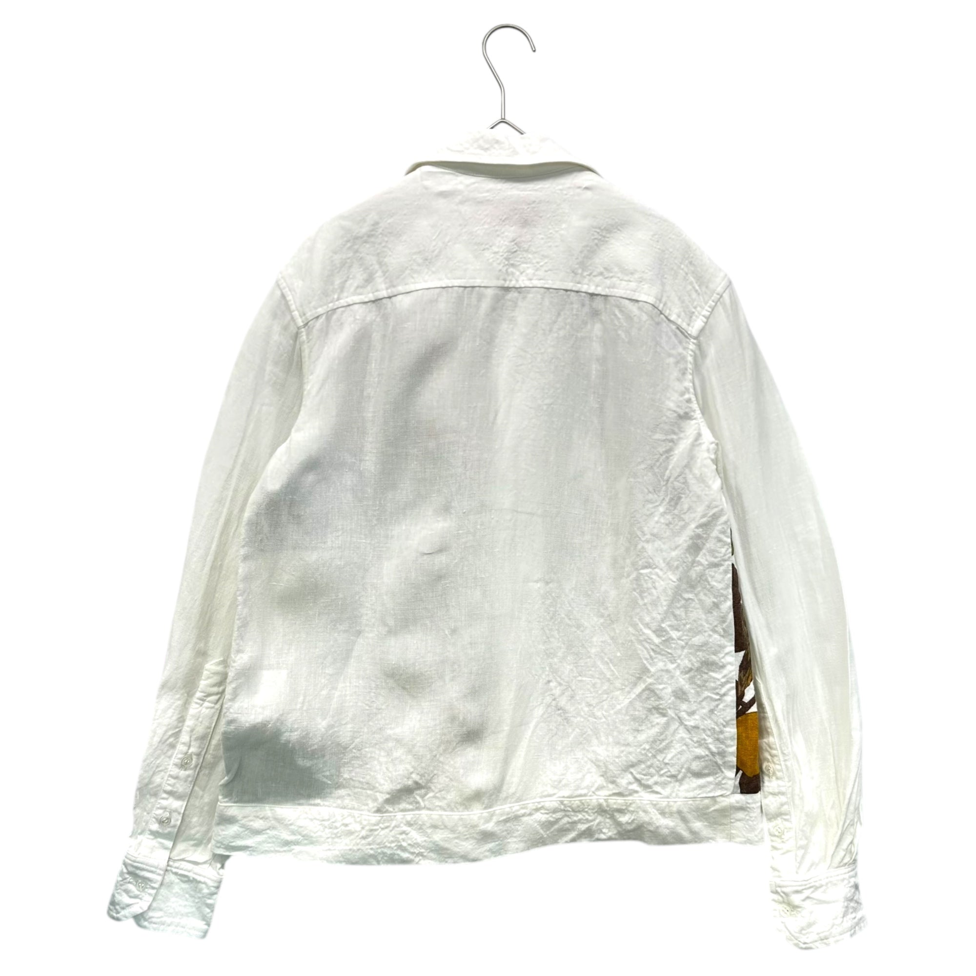 S.S.DALEY(エスエスデイリー) Front Painting Design L/S Open-Collar Shirt Jacket フロント 絵画 デザイン 長袖 オープンカラー シャツ ジャケット XS ホワイト×ブラウン UK MADE ドーバーストリートマーケット取扱