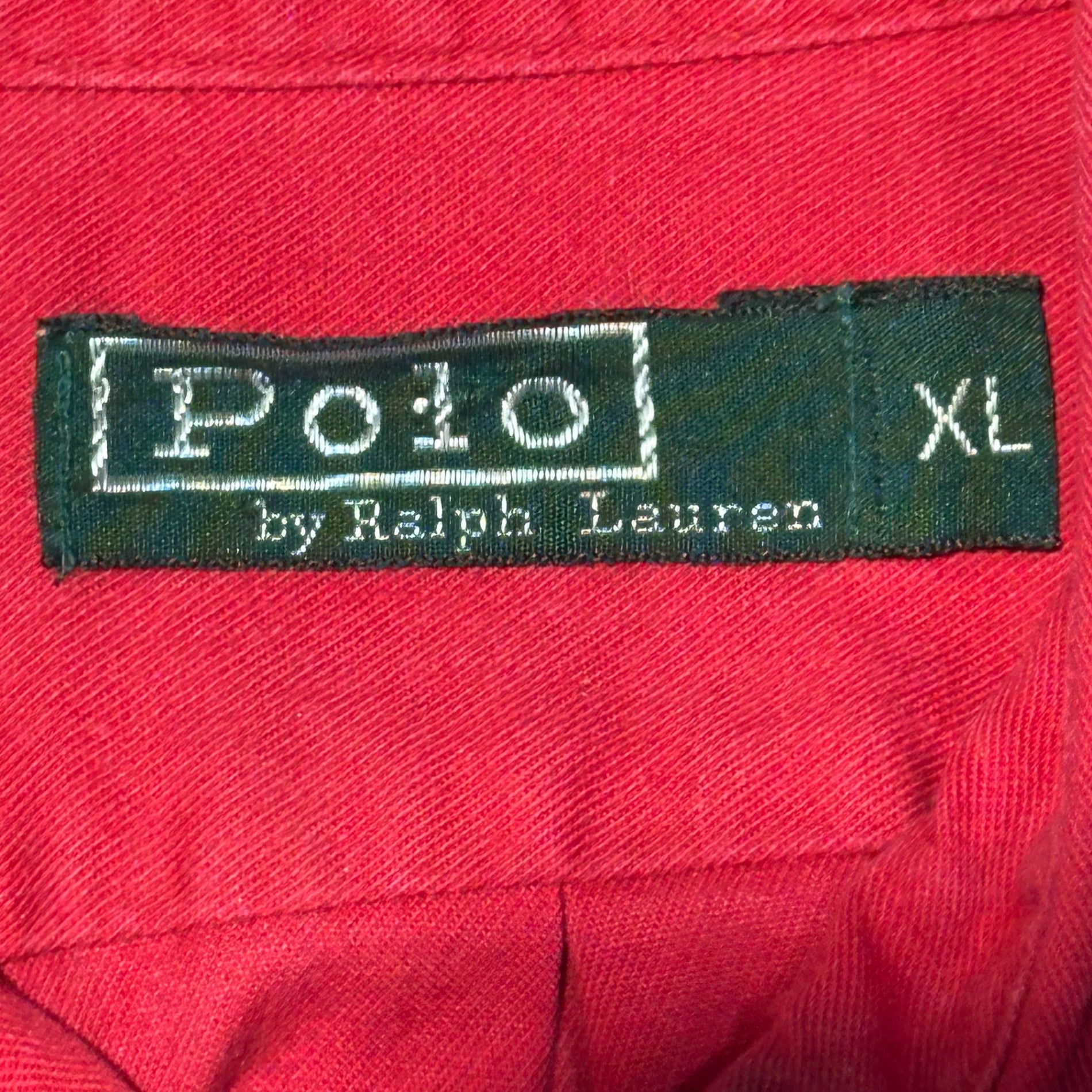 POLO RALPH LAUREN(ポロラルフローレン) 80's USA-Made Chest Print Oxford Shirt 80年代 胸 プリント オックスフォード シャツ XL レッド