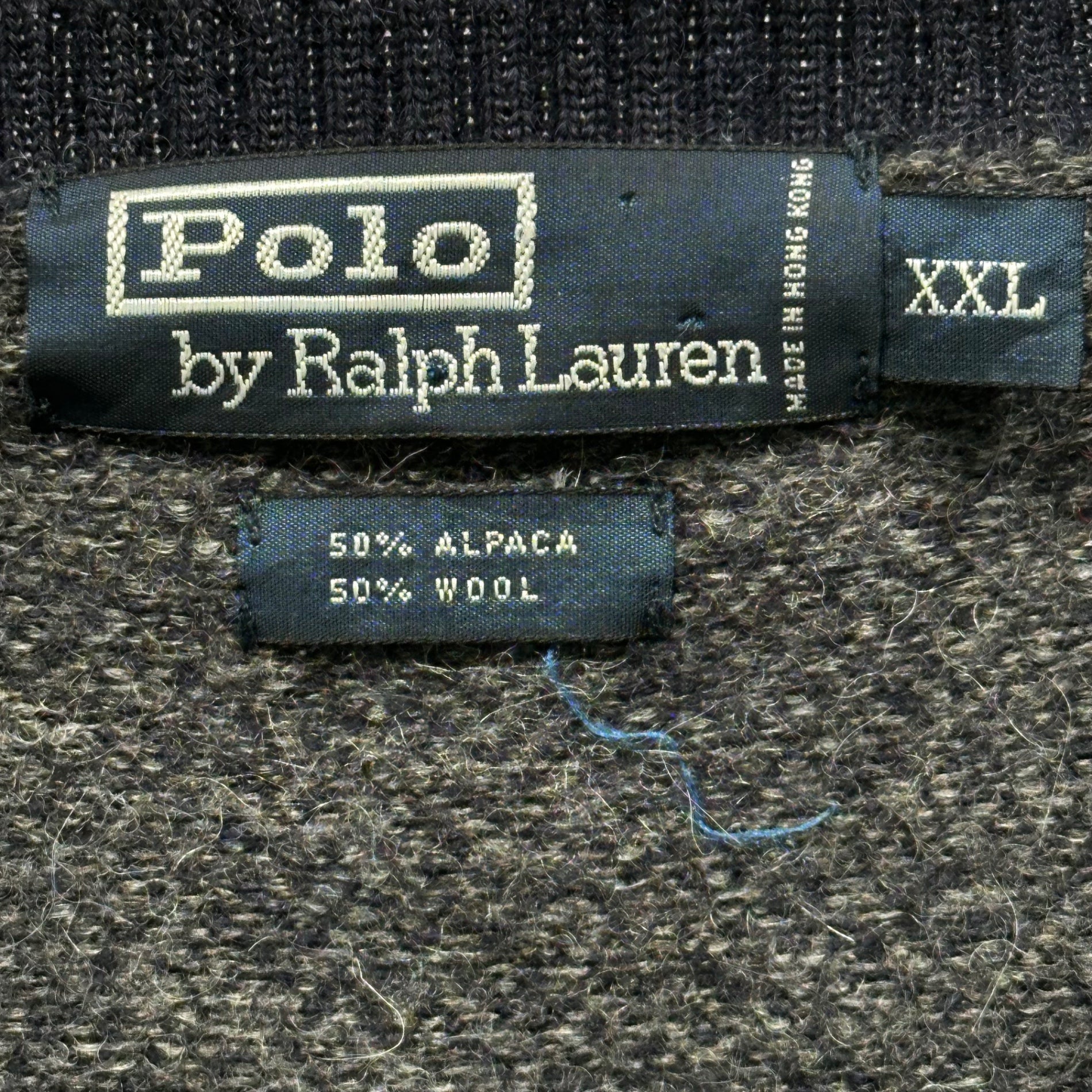 POLO RALPH LAUREN(ポロラルフローレン) 90~00's Alpaca Wool V-Neck Knit 90～00年代 アルパカ ウール Vネック ニット XXL(縮み有) グレー×ネイビー