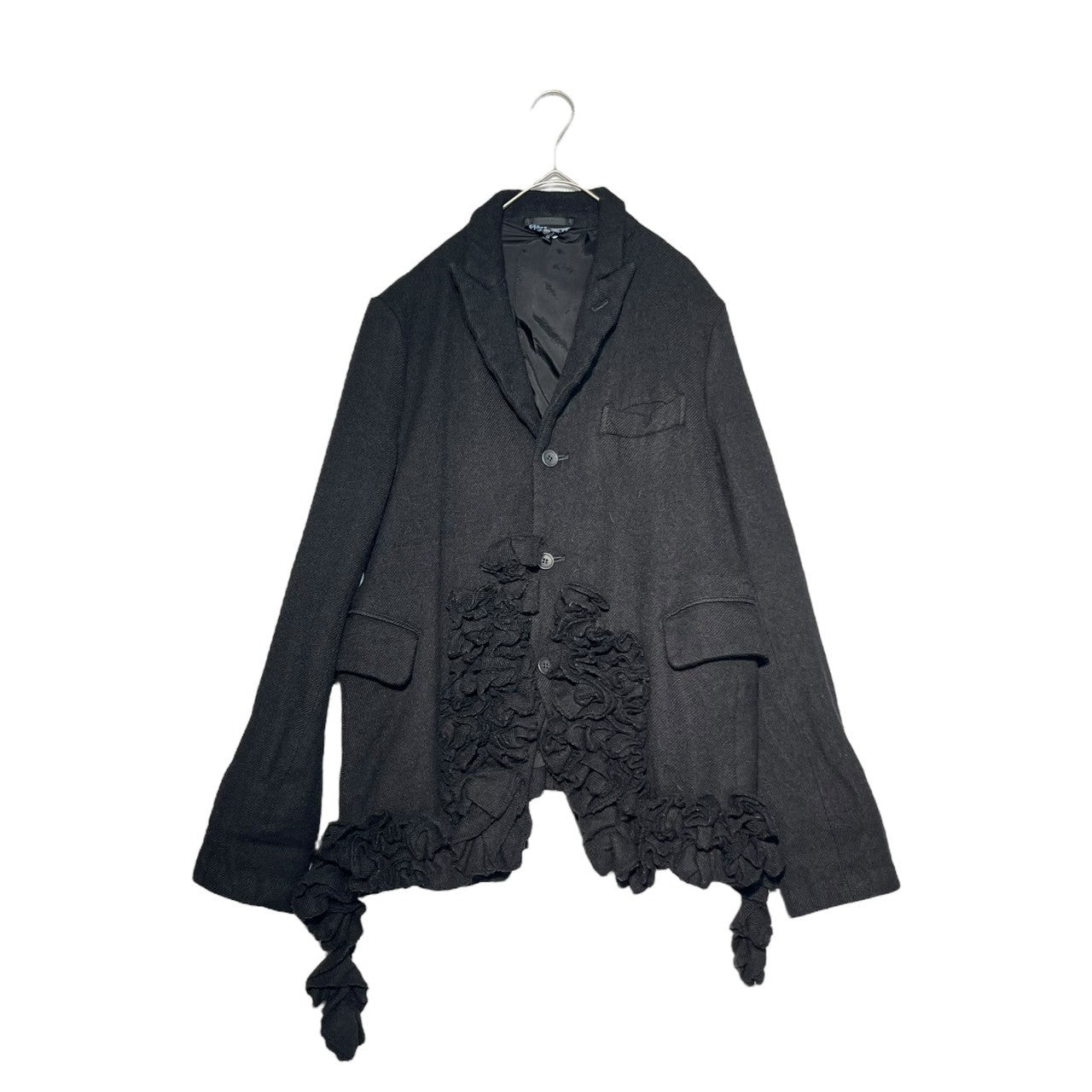 BLACK COMME des GARCONS(ブラックコムデギャルソン) 17AW Wool full-length front ruffle jacket ウール 縮絨 フロント フリル ジャケット 1T-J004 S ブラック AD2017