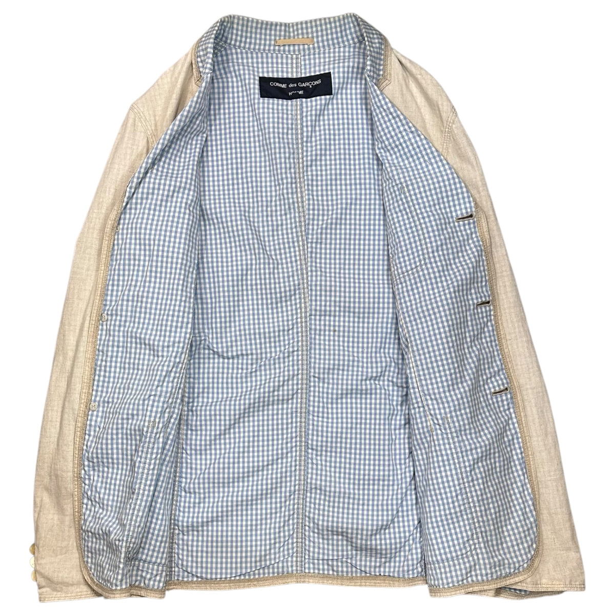 COMME des GARCONS HOMME(コムデギャルソンオム) Inner Gingham Check Cotton Jacket インナー ギンガムチェック コットン ジャケット アイボリー×ライトブルー