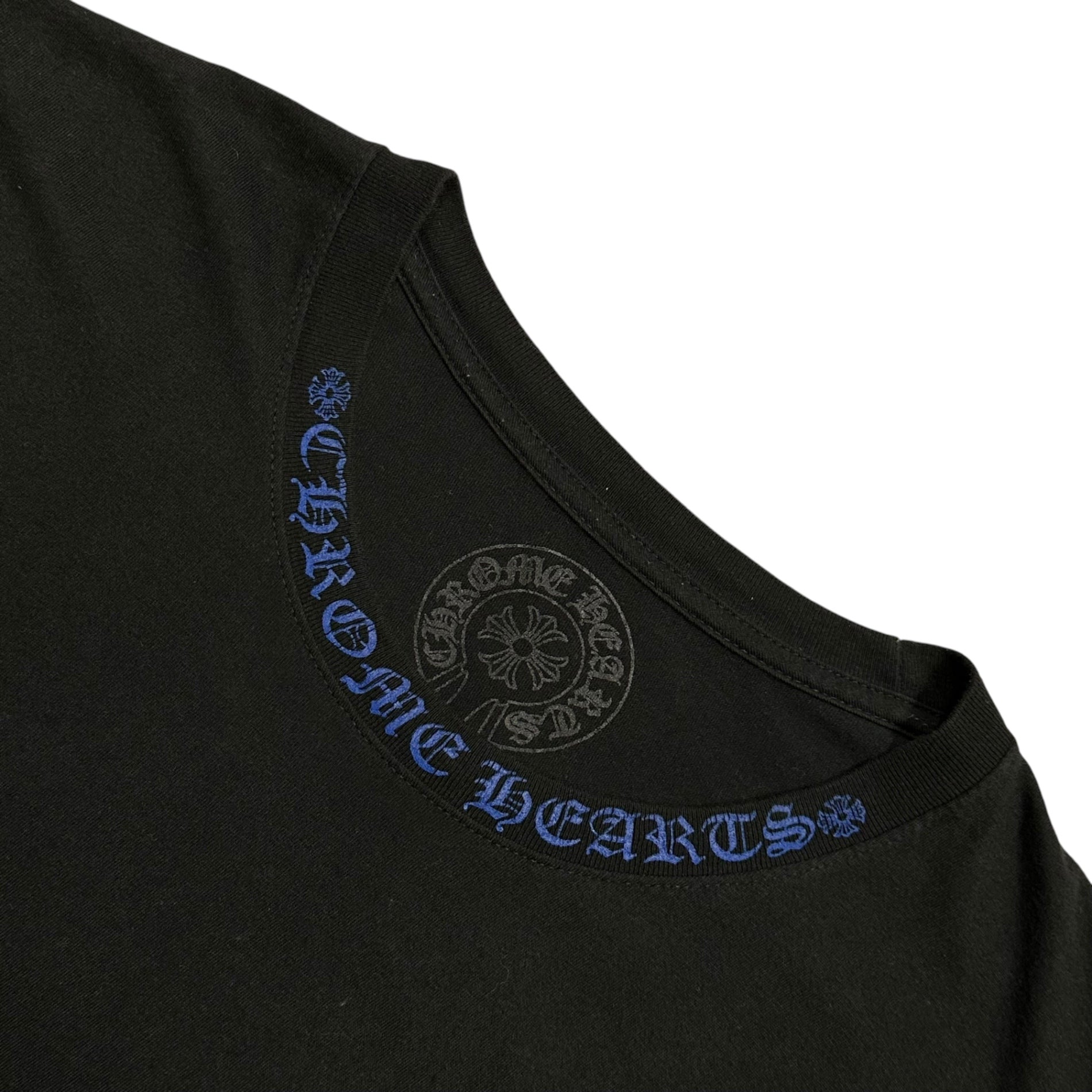 CHROME HEARTS(クロムハーツ) NECK LOGO S/S TEE ネック ロゴ 半袖 Tシャツ XL ブラック×ブルー 408129111******01D クロムハーツジャパン