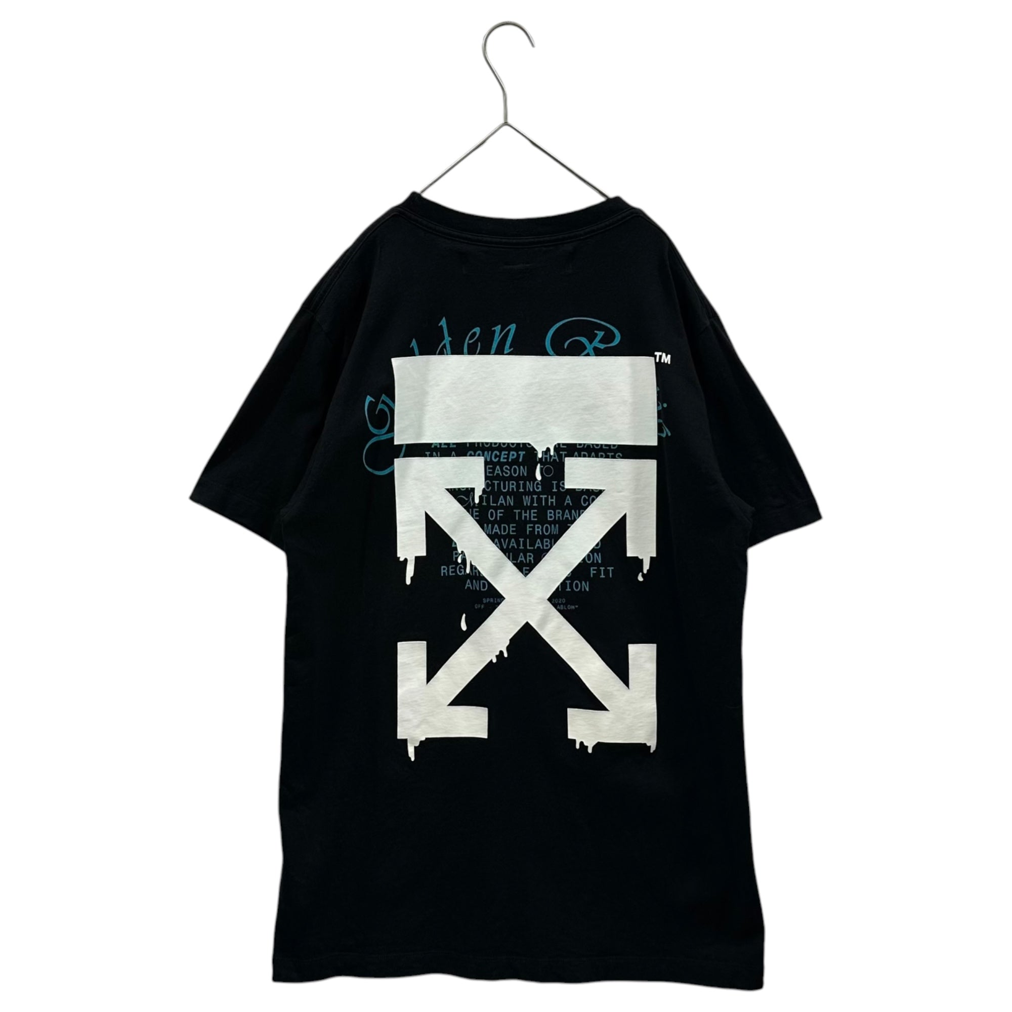 Off-White(オフホワイト)  20SS DRIPPING ARROWS 黄金比 モチーフ ロゴ Tシャツ OMAA027R20185005 M ブラック×ブルー×ホワイト