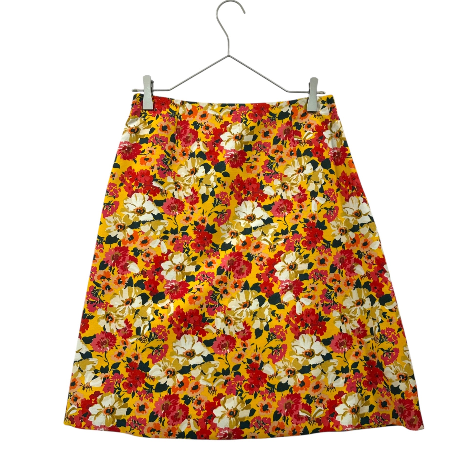 GUCCI(グッチ) 18SS Floral Print Flared Knee-Length Skirt 花柄 フレア ひざ丈 スカート 40 イエロー×ピンク Aライン