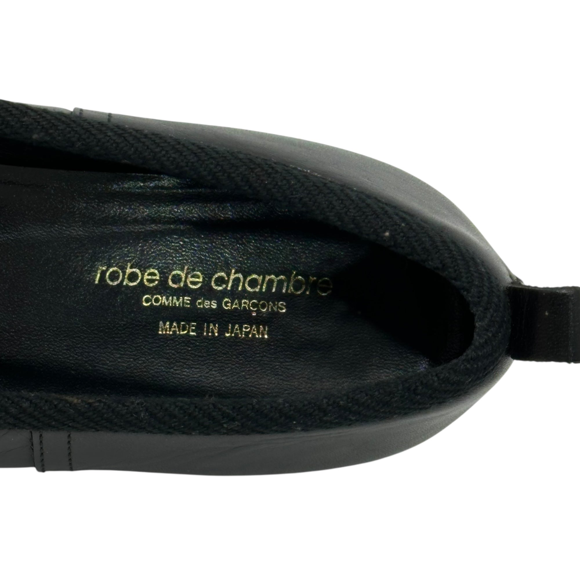 robe de chambre COMME des GARCONS(ローブドシャンブルコムデギャルソン) Square-Toe Ribbon Ballet Shoes スクエアトゥ リボン バレエ シューズ 22.5cm ブラック パンプス フラット ヴィンテージ 稀少アイテム