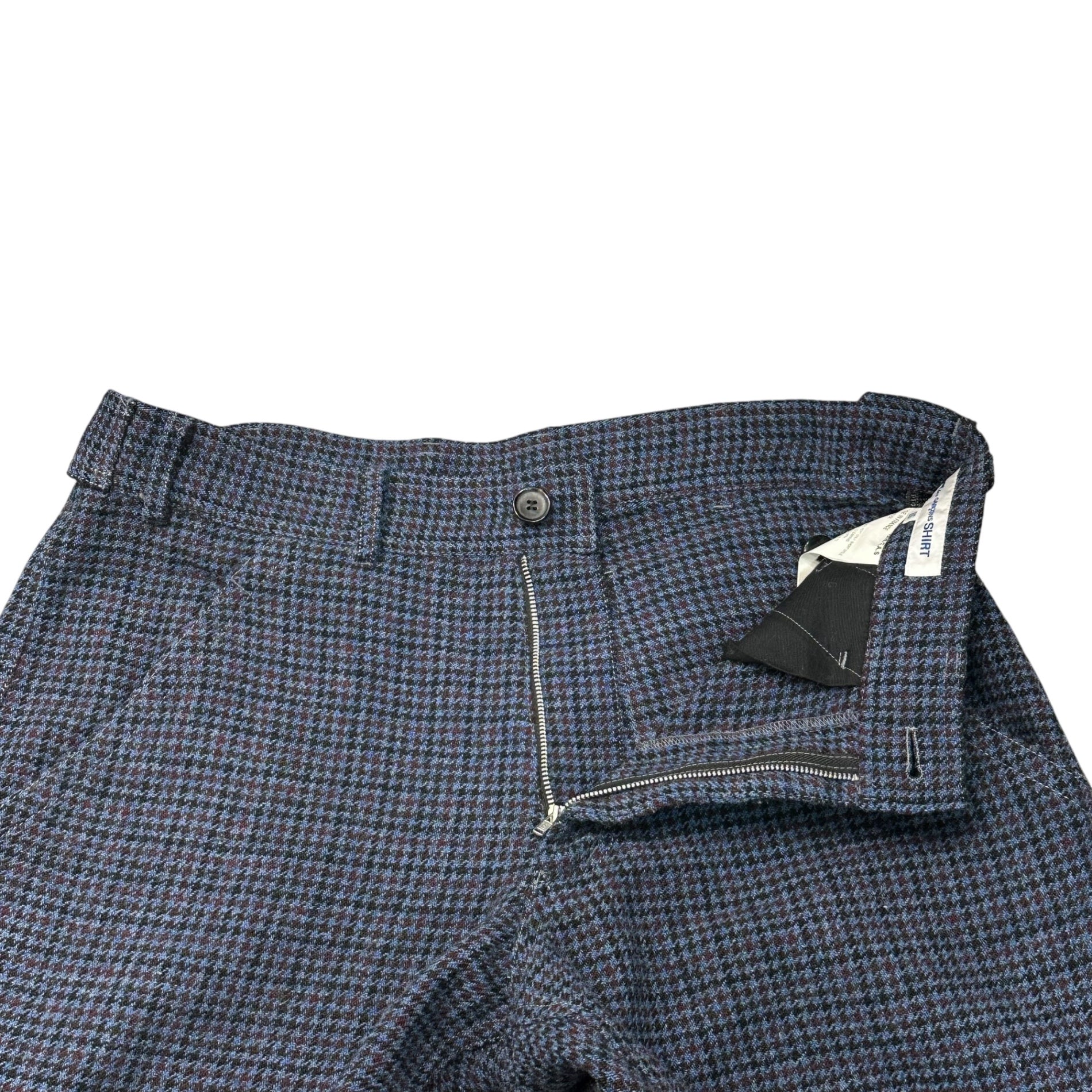 COMME des GARCONS SHIRT(コムデギャルソンシャツ) Wide Straight Check Wool Pants ワイドストレート チェック ウール パンツ W27140 XS ブルー
