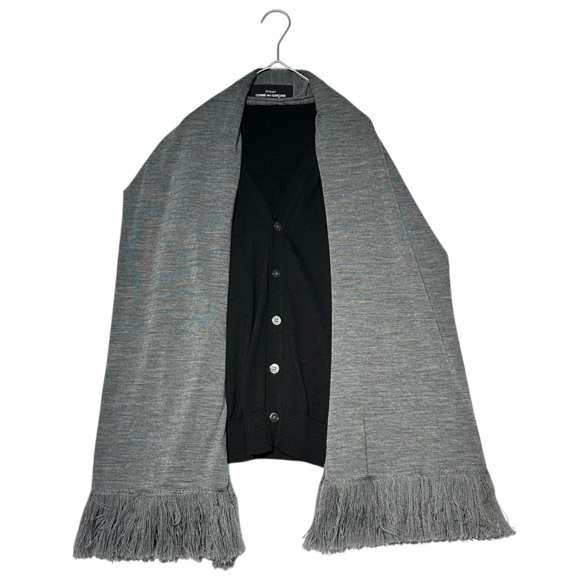 tricot COMME des GARCONS(トリココムデギャルソン) 11AW Scarf-Docked Layered Knit Vest マフラー ドッキング レイヤード ニット ベスト TH-N004 表記無(M程度) ブラック×グレー AD2011