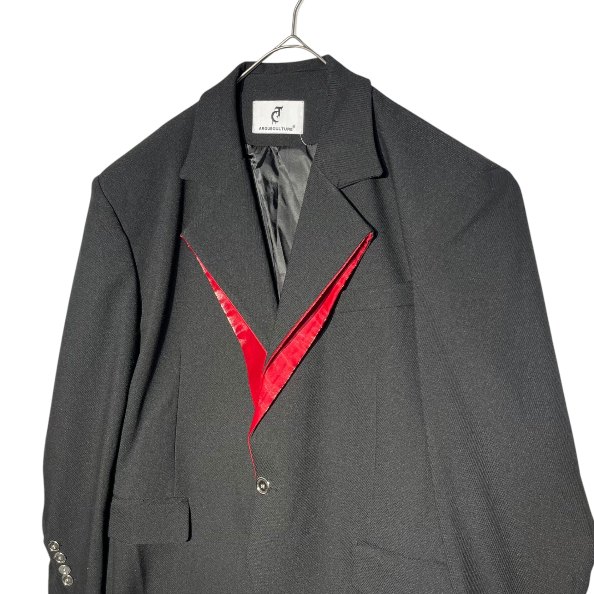 Argue Culture(アーギューカルチャー) CulturE niche structure split design sense blazer テーラード ギミック ダブル ジャケット GB/T2664-2009 S ブラック×レッド StillWater