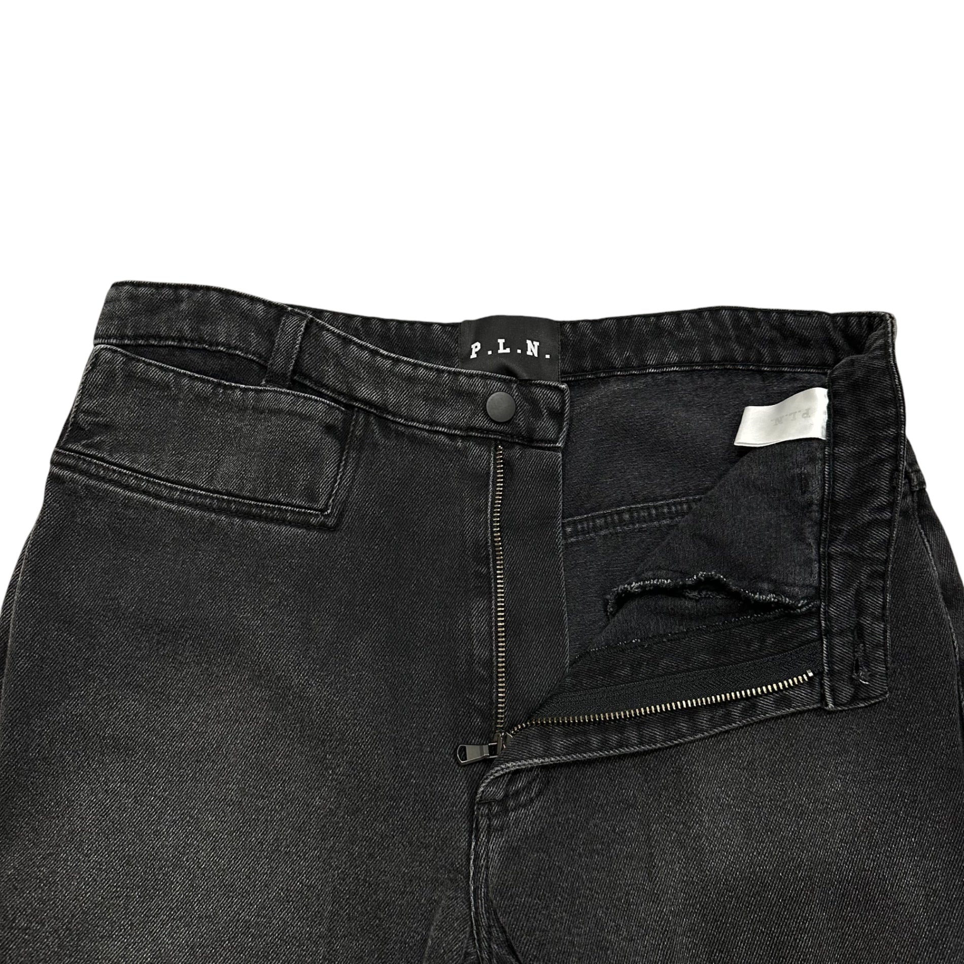 P.L.N.(ピーエルエヌ) Super Long Leather Panel Pants スーパー ロング レザー 切替 パンツ M ブラック