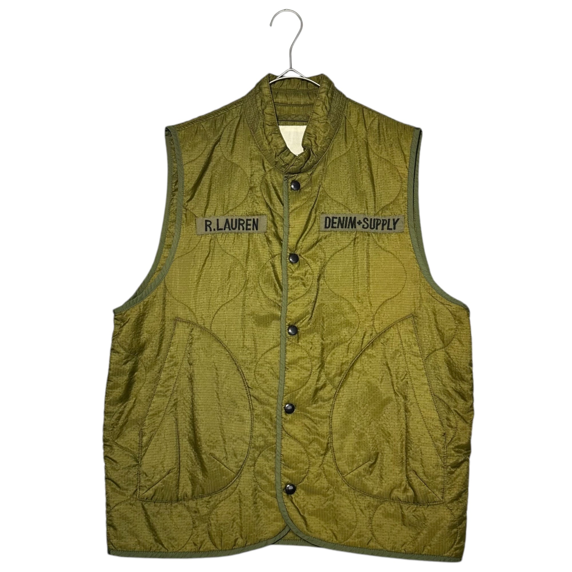 DENIM & SUPPLY RALPH LAUREN(デニム&サプライラルフローレン) M-65 liner type Indian head quilted vest M-65ライナータイプ インディアン ヘッド キルティング ベスト L セージグリーン