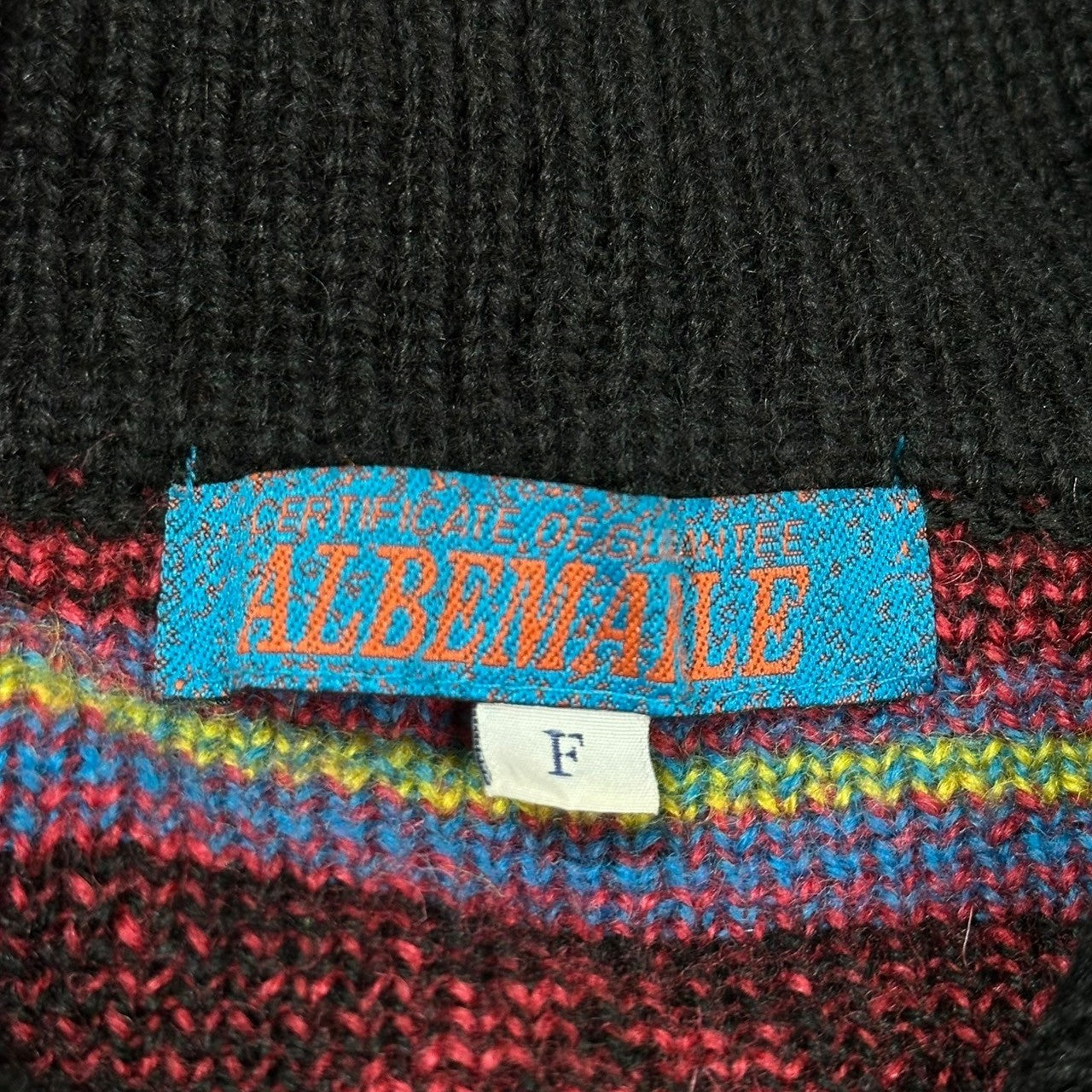 ALBEMARLE (アルベマール) Vintage Wild Stitch All-Over Pattern Knit Jacket ヴィンテージ ワイルドステッチ 総柄 ニット ジャケット FREE マルチ