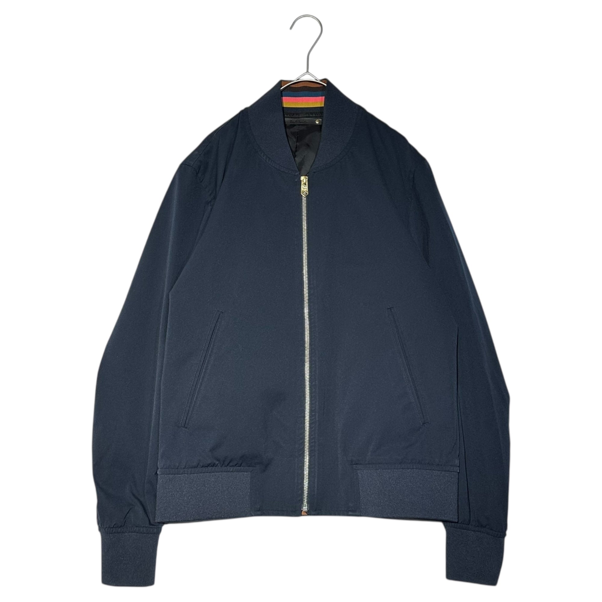 PAUL SMITH(ポールスミス) 18SS ZIP UP SHORT BLOUSON Artist Stripe Rib ジップアップ ショート ブルゾン アーティスト ストライプ リブ 183052 680RS M ネイビー ジャケット 参考定価55,000円(税込)