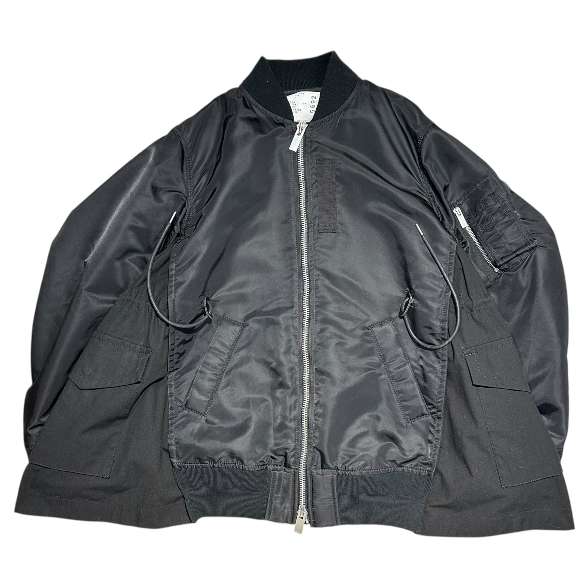 sacai(サカイ) 21AW NYLON TWILL BLOUSON MA-1 ナイロン ツイル ブルゾン 21-05692 3(L程度) ブラック ジャケット