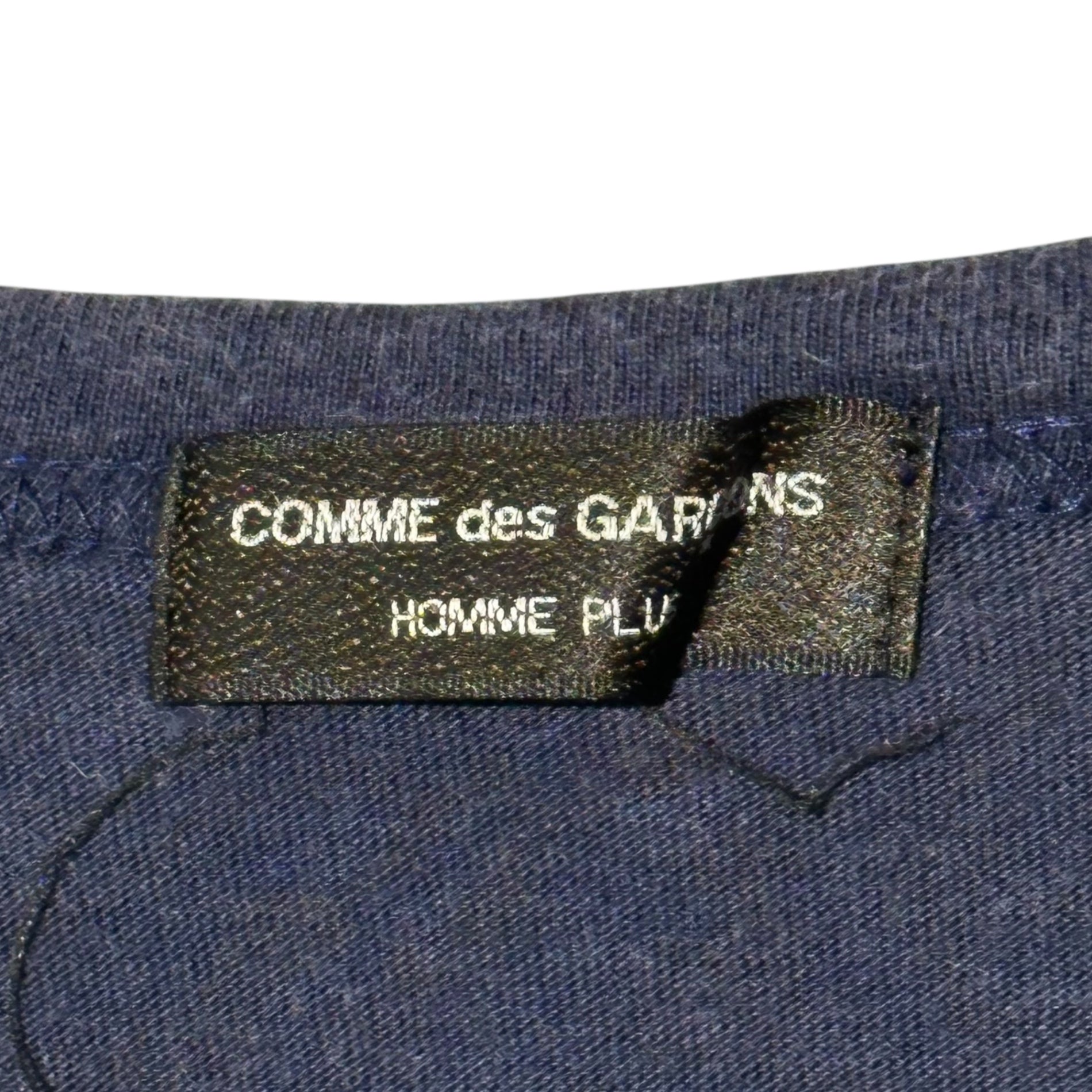 COMME des GARCONS HOMME PLUS(コムデギャルソンオムプリュス) 02SS Destruction of the trad Side cut crew neck T-shirt サイド 切替 クルーネック Tシャツ PE-T040 FREE ネイビー×グレー AD2001