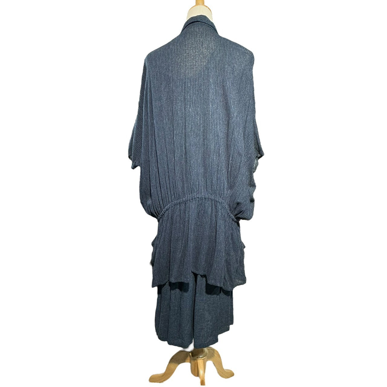 Y's(ワイズ) 70's Vintage All Silk Layered Henley Neck Tunic Dress 70年代 ヴィンテージ オール シルク レイヤード ヘンリーネック チュニック ワンピース 9(M~L程度) ブルー 最初期タグ セットアップ