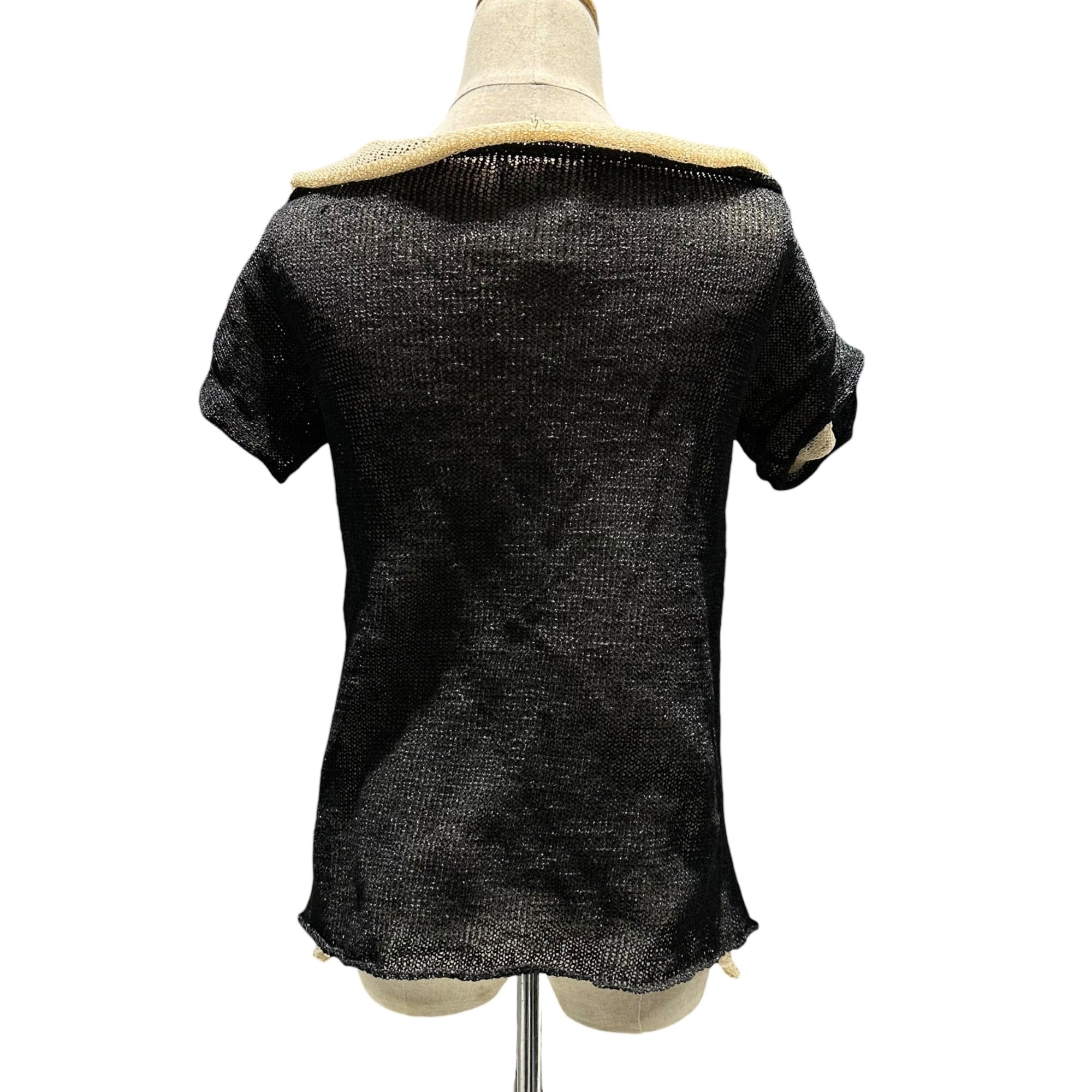 Y's(ワイズ) Cotton Linen Layered Mesh Blouse コットン リネン レイヤード メッシュ ブラウス YC-K18-854 3 ブラック×アイボリー ノースリーブ