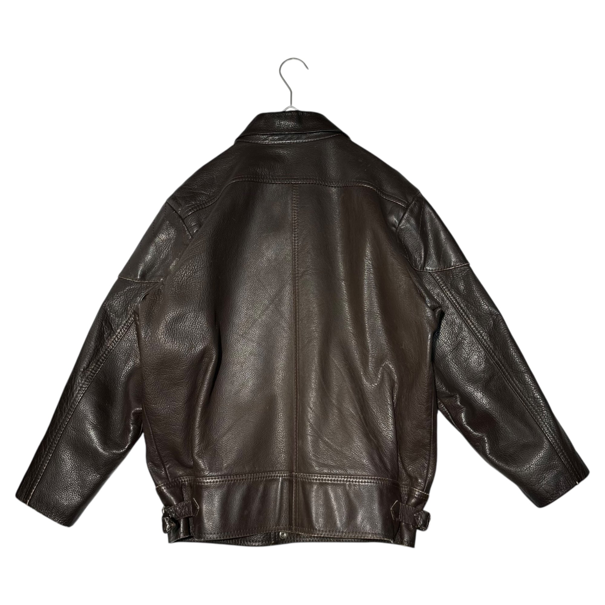 BIGI(ビギ) 80's Leather Rider Jacket レザー ライダース ジャケット 46(S程度) ダークブラウン ヴィンテージ 80年代 古着 初期
