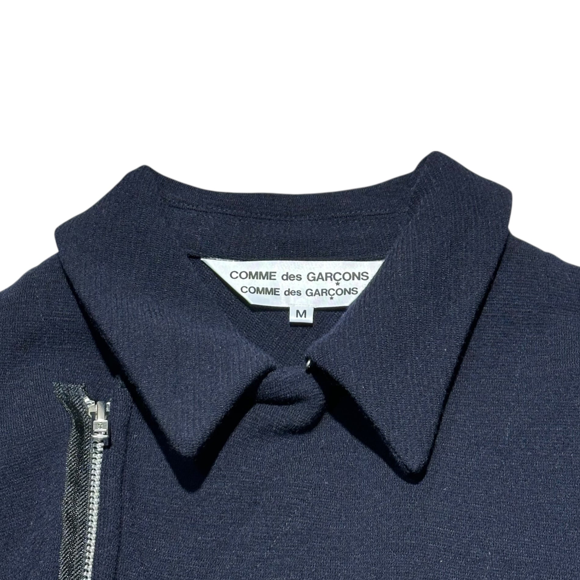 COMME des GARCONS COMME des GARCONS(コムデギャルソンコムデギャルソン) 14AW Asymmetry “Twist” Stretch Wool Rider Jacket アシンメトリー 「捻じれ」 ストレッチ ウール ライダース ジャケット RN-J029 M ネイビー AD2014